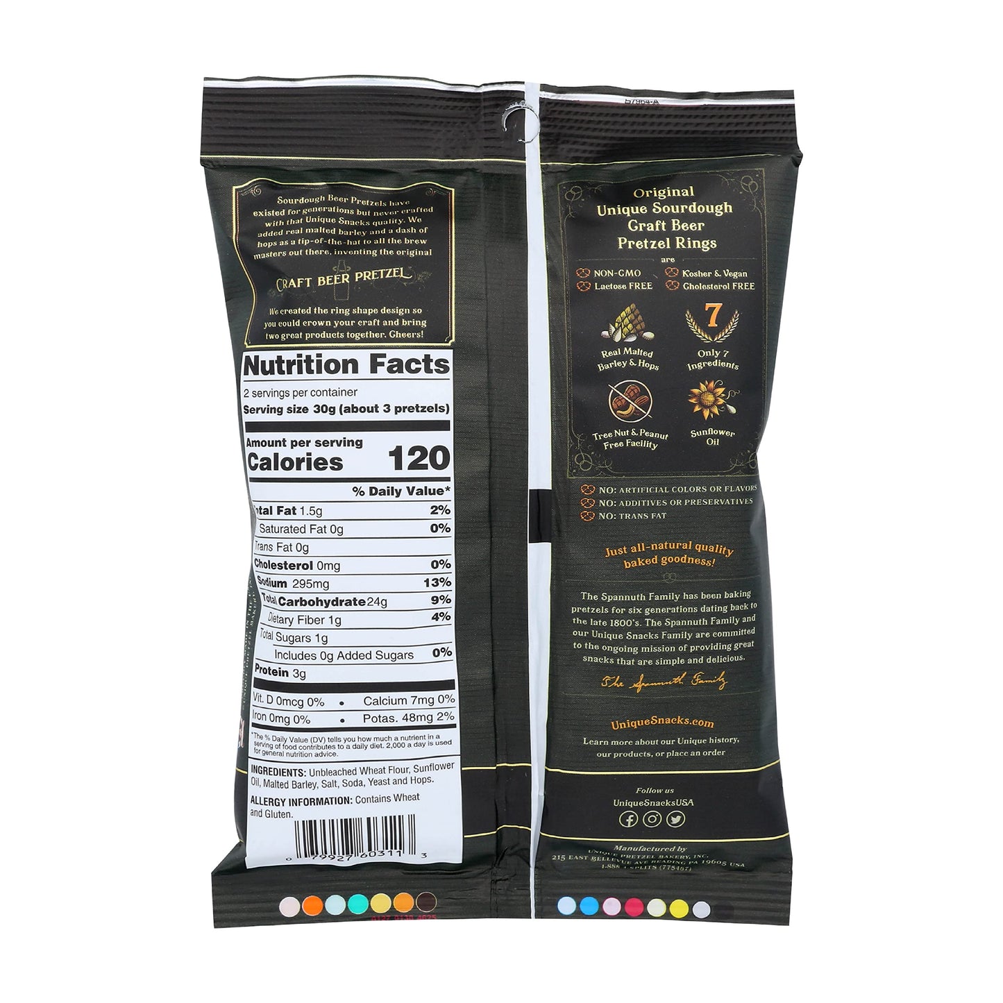 Unique Snacks Sourdough Pretzel Rings, Vegan, OU Kosher, Non-GMO, 2.1 Oz, Pack of 24