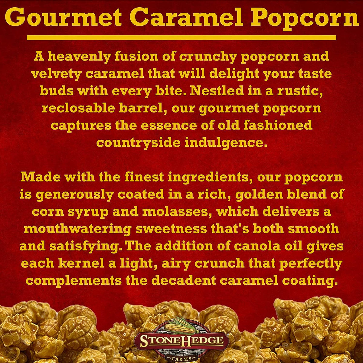 Stonehedge Farms Flavored Popcorn Barrel Variety Pack - Caramel And Butter Toffee - 32 Ounces Each - Reclosable Bulk Barrels - M