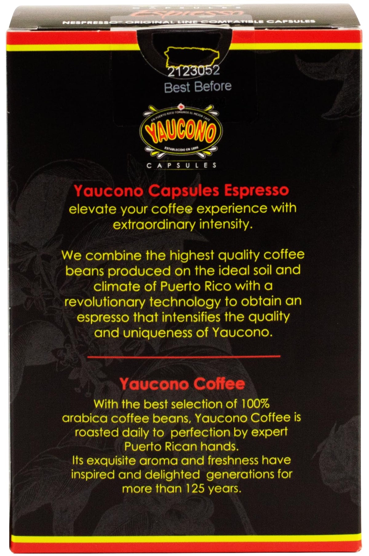Yaucono Espresso compact pieces, Espresso Roast, Compatible with Nespresso, 144 Count (8 Packs of 18)