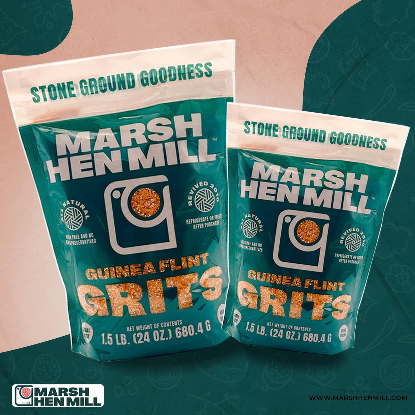 Marsh Hen Mill Guinea Flint Grits 24 Ounce Bag