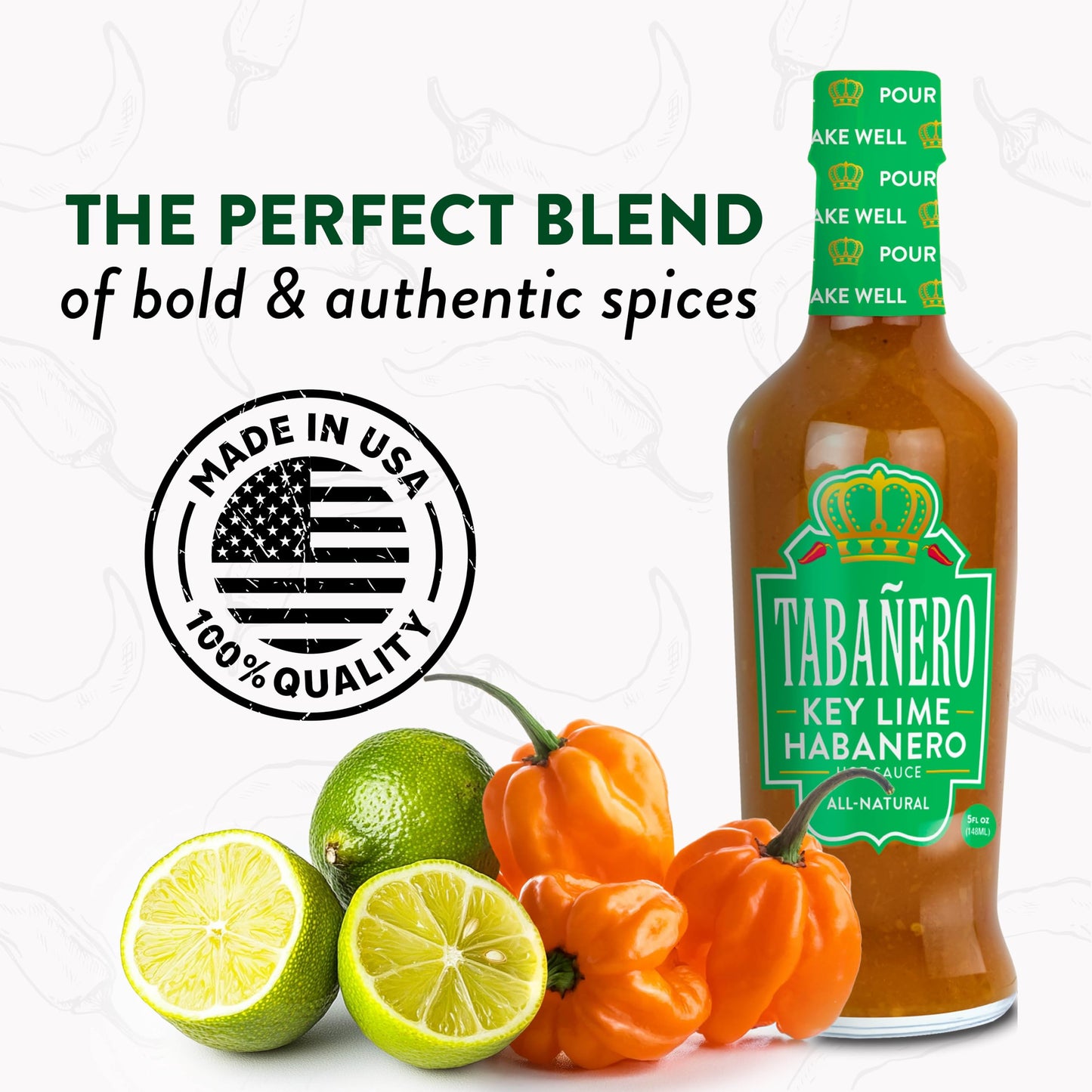 Key Lime Habanero Hot Sauce By Tabaero, Gourmet Hot Sauce Gifts, All Natural, Gluten Free, Vegan, Kosher, Made In The Usa, 5 Oz.