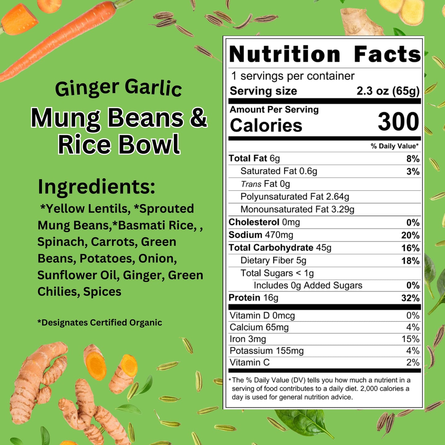 Aahanas Mung Beans & Rice Bowl - Vegan, Gluten Free, Non-GMO, 8 Pack