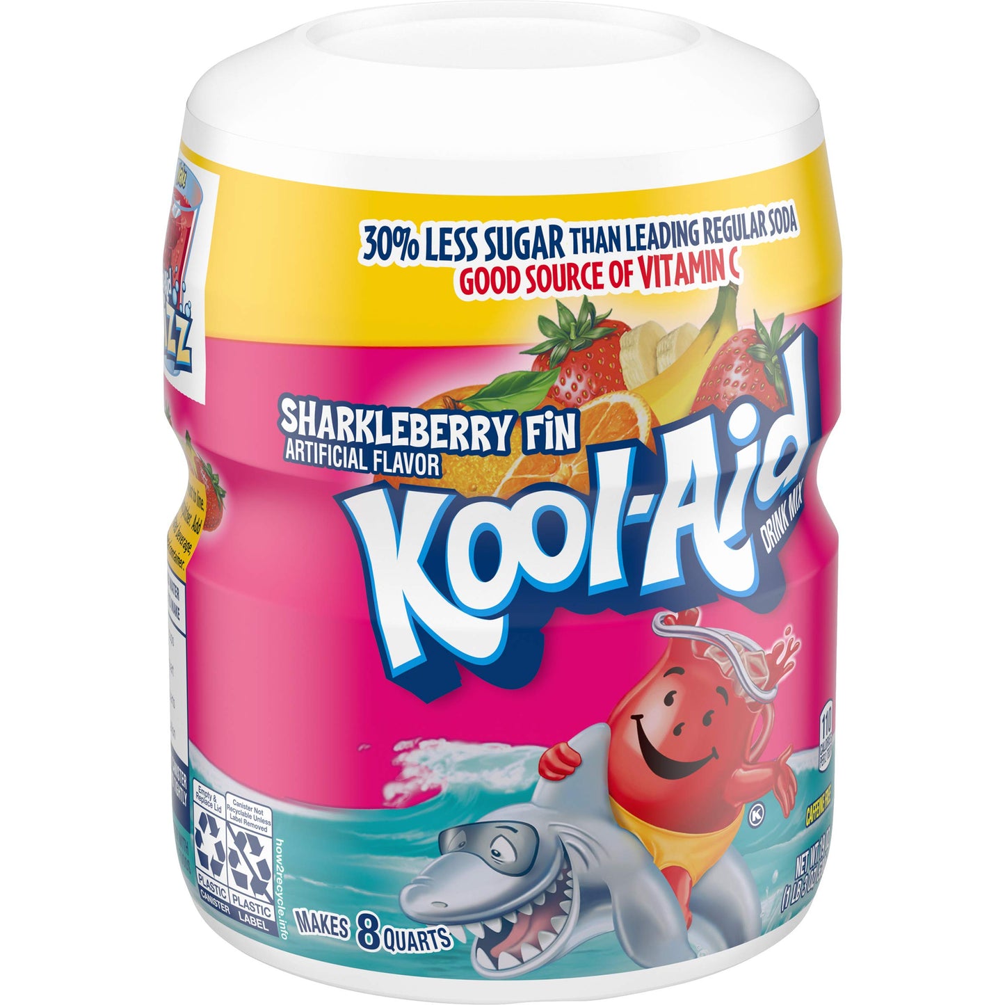 Kool-Aid Strawberry Orange Punch Powdered Drink Mix, Caffeine Free, 19 oz Canister, Pack of 12