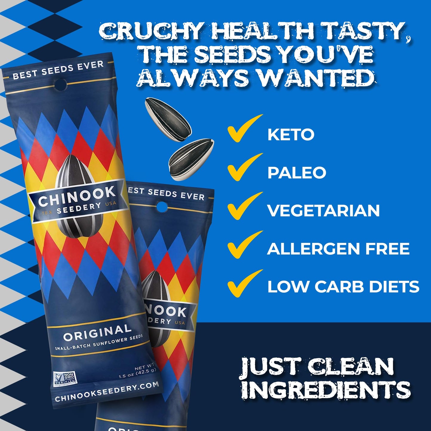 Chinook Seedery Roasted Sunflower Seeds to Eat - Jumbo Low Sodium Sunflower Seeds Keto Snacks - Adventure, Baseball, School Snac