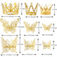 30 Pieces Mini Crown Cake Topper Small Gold Crown Mini Tiara With Gold Butterfly Decoration 3D Gold Butterflies For Flower Arran