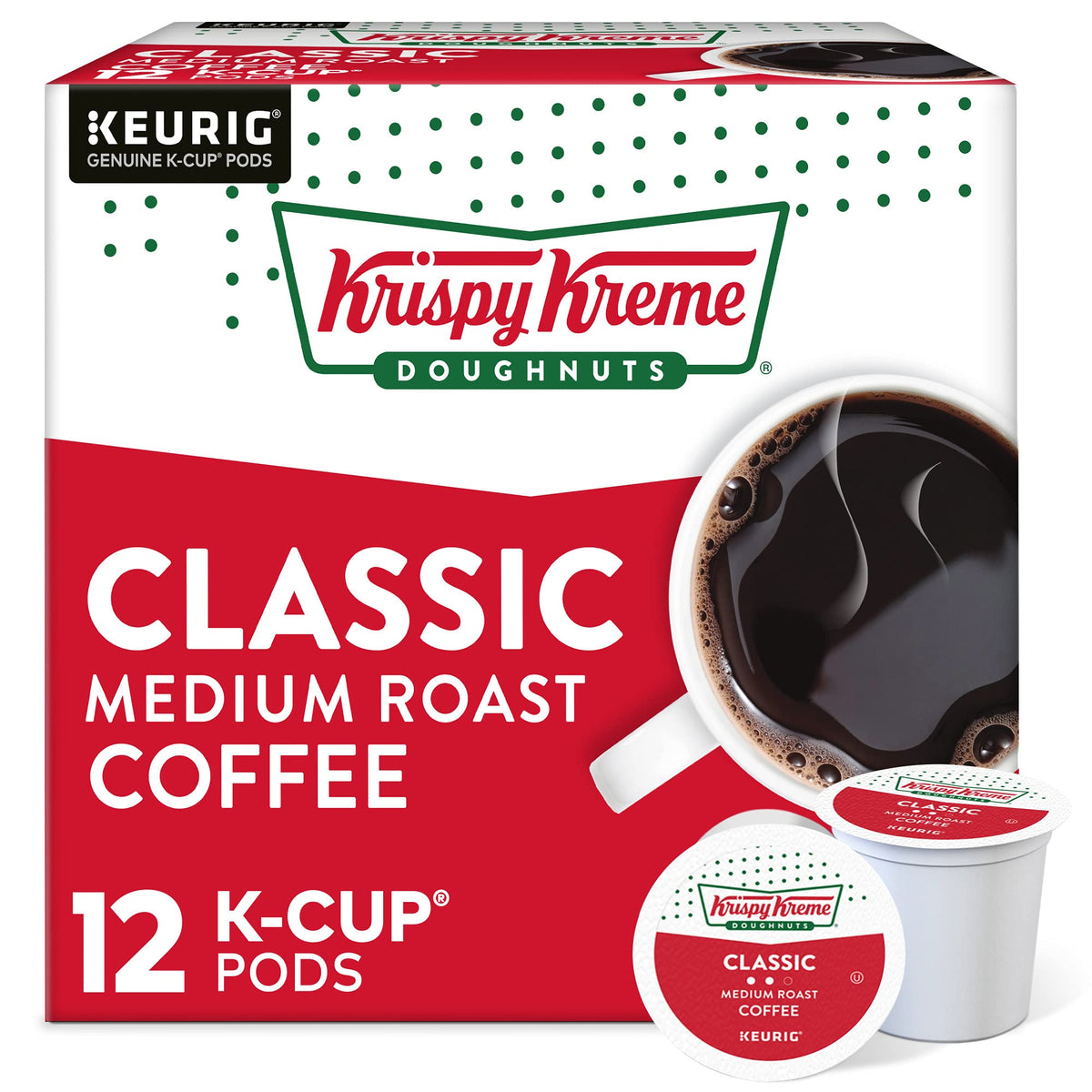 Krispy Kreme Classic Keurig Single-Serve K-Cup Pods, Medium Roast Coffee, 12 Count