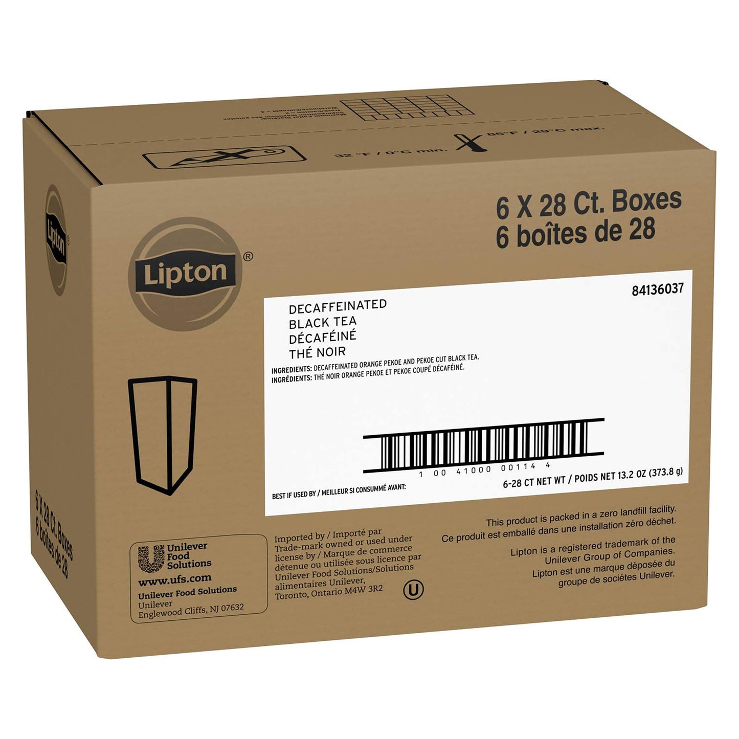 Lipton Decaffeinated Tea Bags - 28 Count (Pack of 6)