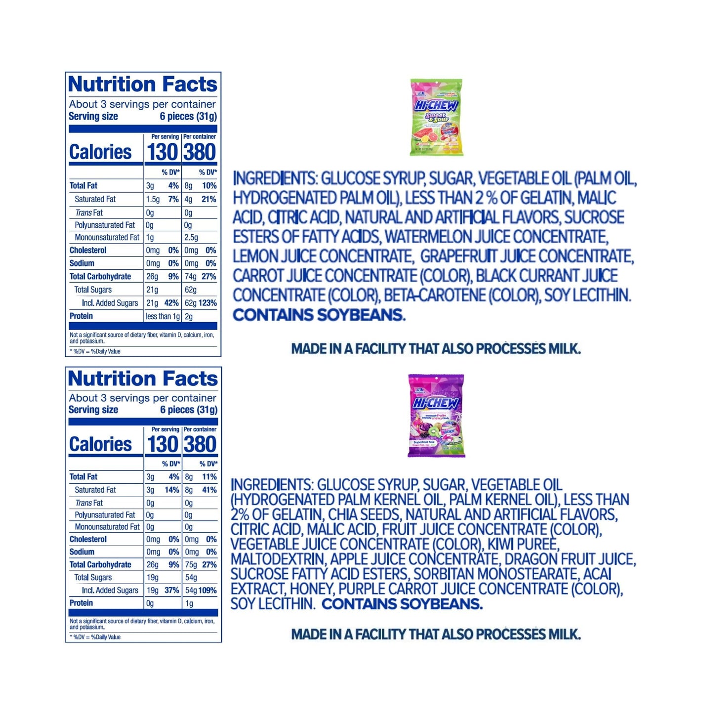HI-CHEW Variety Mix - 8 Bags of 22 Flavors - Soft & Chewy Taffy Candy - Individually Wrapped for Sharing