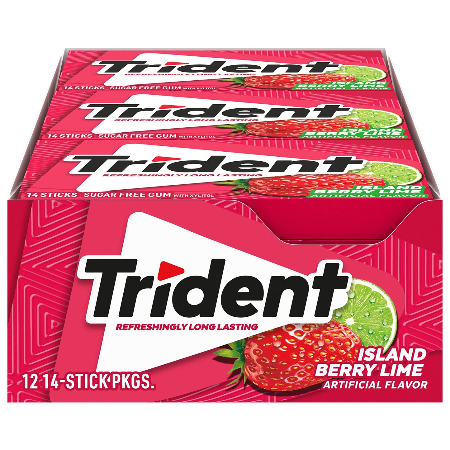 Trident Sugar Free Gum, Island Berry Lime, 12 Pack, 1 oz Each, Xylitol Sweetened