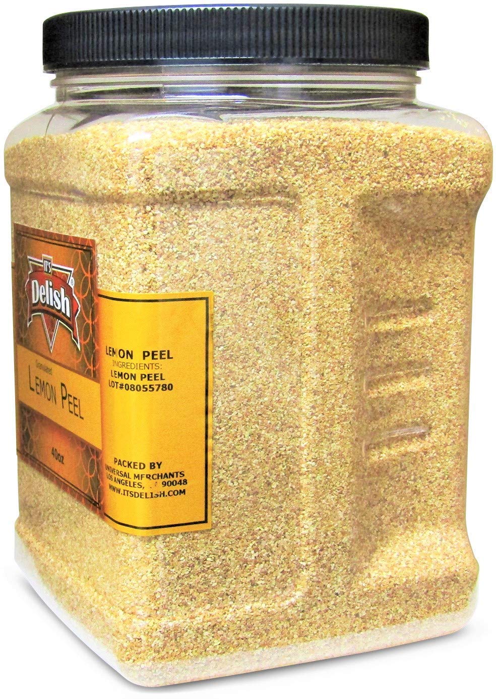 Its Delish Gourmet Granulated Lemon Peel - 40 OZ Jumbo Container - 100% Natural, Kosher, Vegan, Great for Tea, Cooking, Baking
