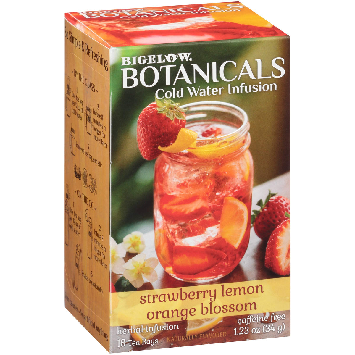 Bigelow Tea Cold Water Infusion Strawberry Lemon Orange Blossom Herbal Tea Bags, Caffeine Free, 54 Count (3 Pack)