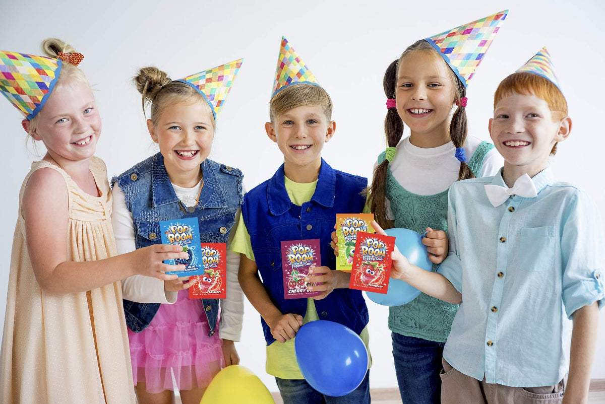 Tiltay Pop Boom Popping Candy - 4 Flavor Assortment, Strawberry, Cherry Cola, Green Apple, Blue Raspberry (32 Pack)