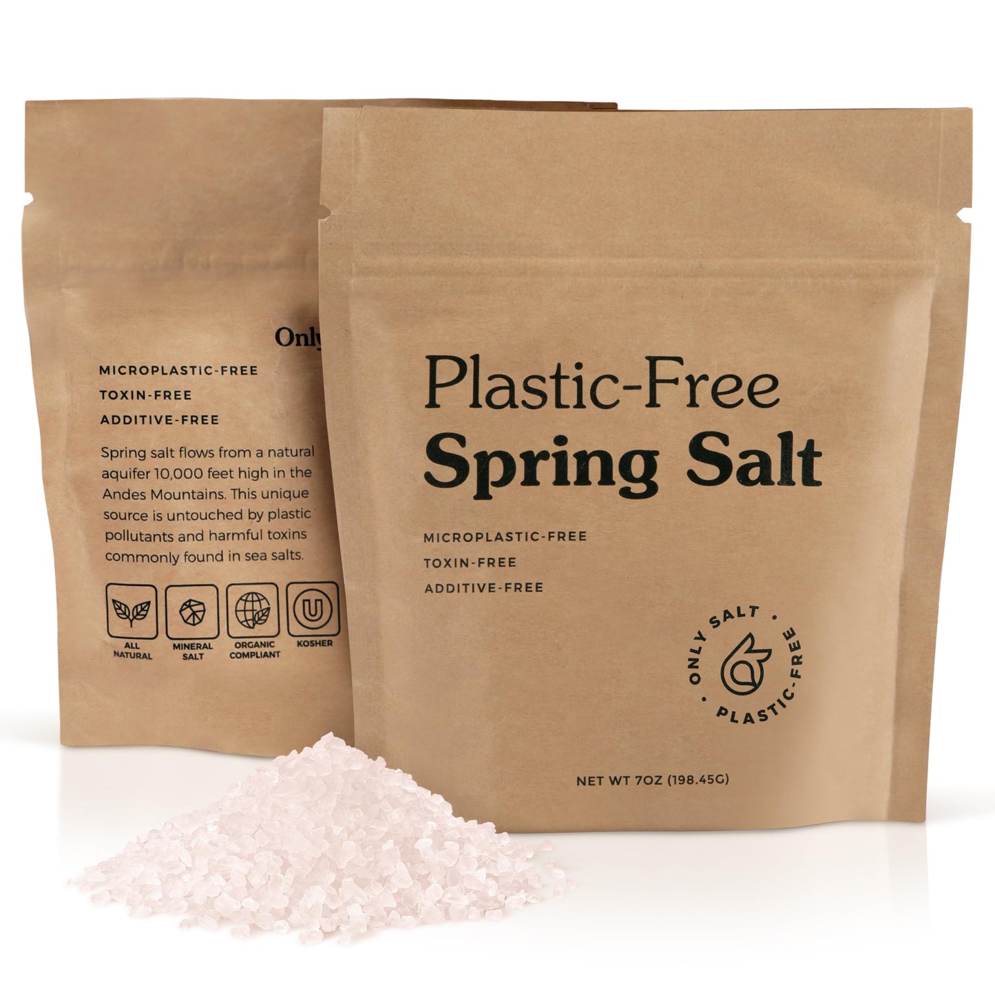 Ancient Spring Salt - Organic, Natural - Microplastic & Toxin Free - 7oz Pouch