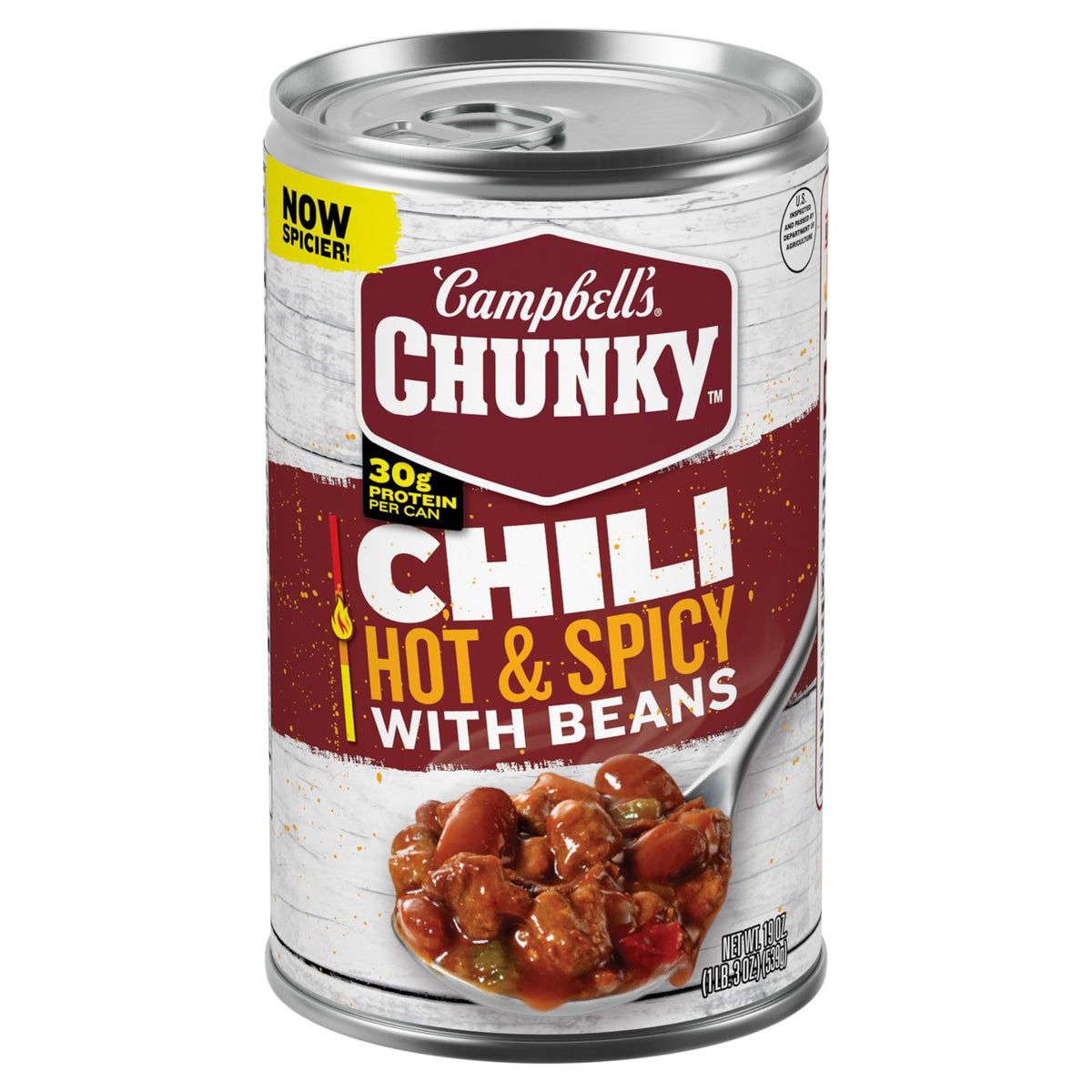 Campbells Chunky Hot and Spicy Chili With Beans, 19 oz Can