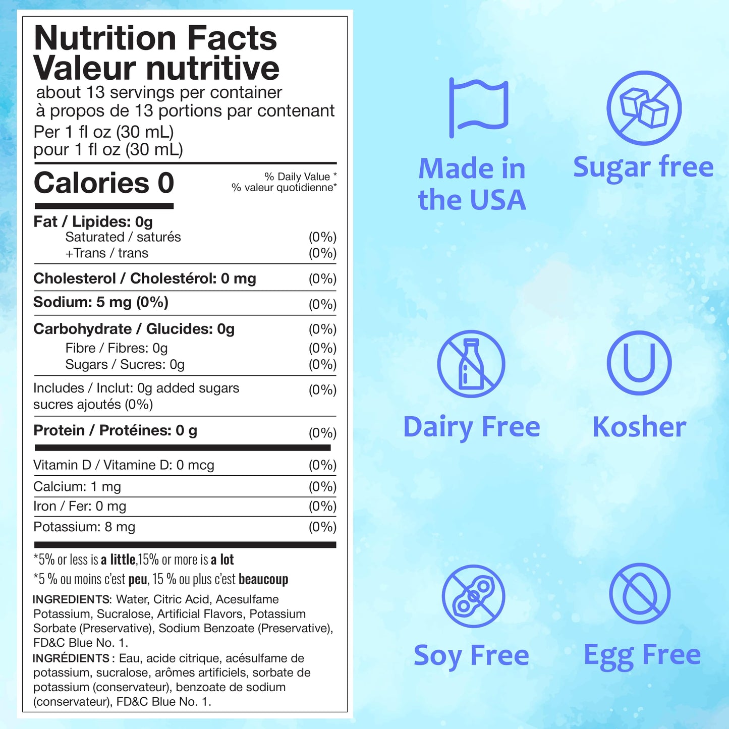 Syruvia Sugar-Free Snow Cone Syrup 12.7oz - Blue Cotton Candy - 0 Calorie Syrup For Shaved Ice  Snow Cones  Slushies  Italian Soda  Popsicles. Keto Friendly  Kosher  Dairy Free