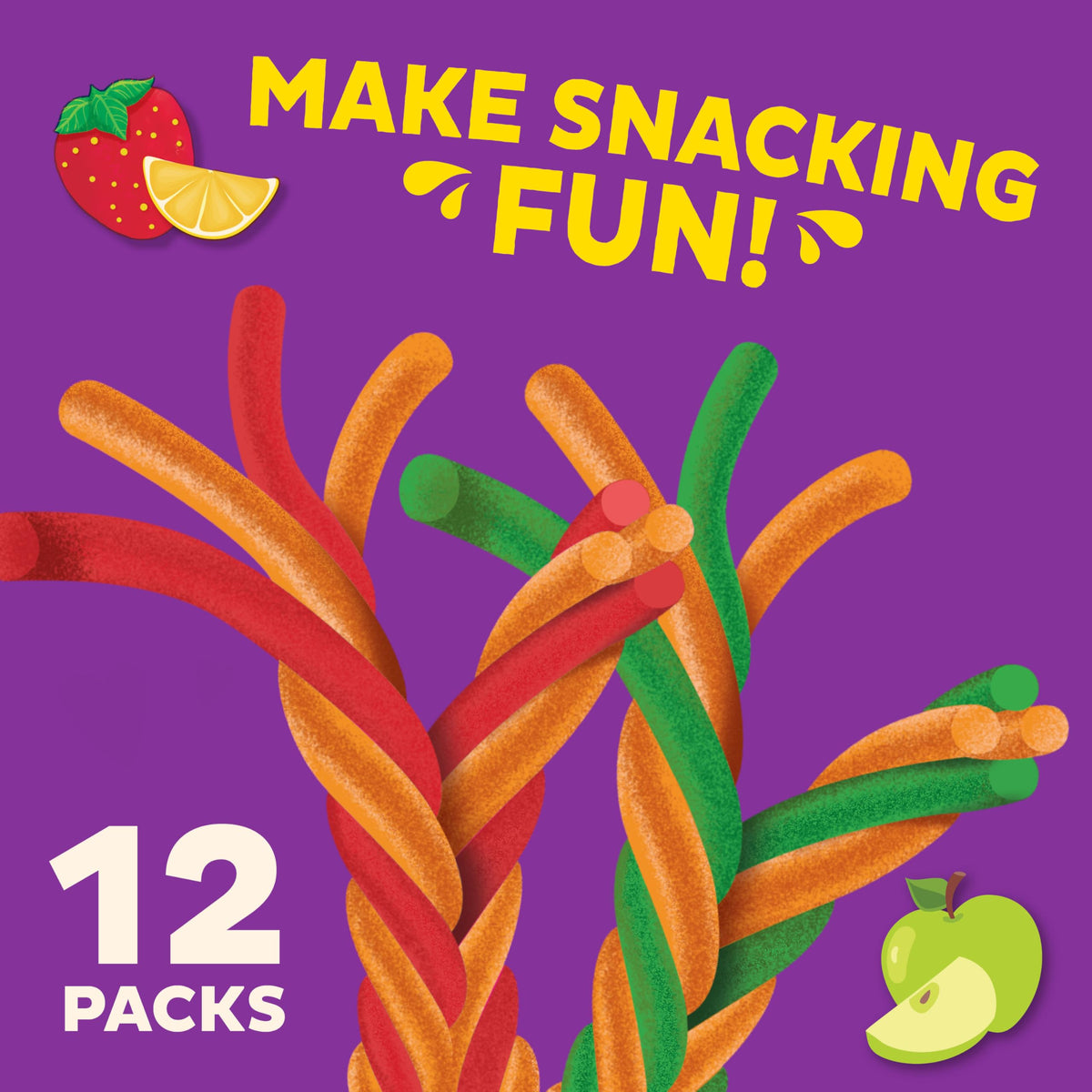 Annies Organic Sweet and Sour Fruit Twists, Strawberry Lemonade Fruit Flavored Snacks, 6 Count, 3.84 oz