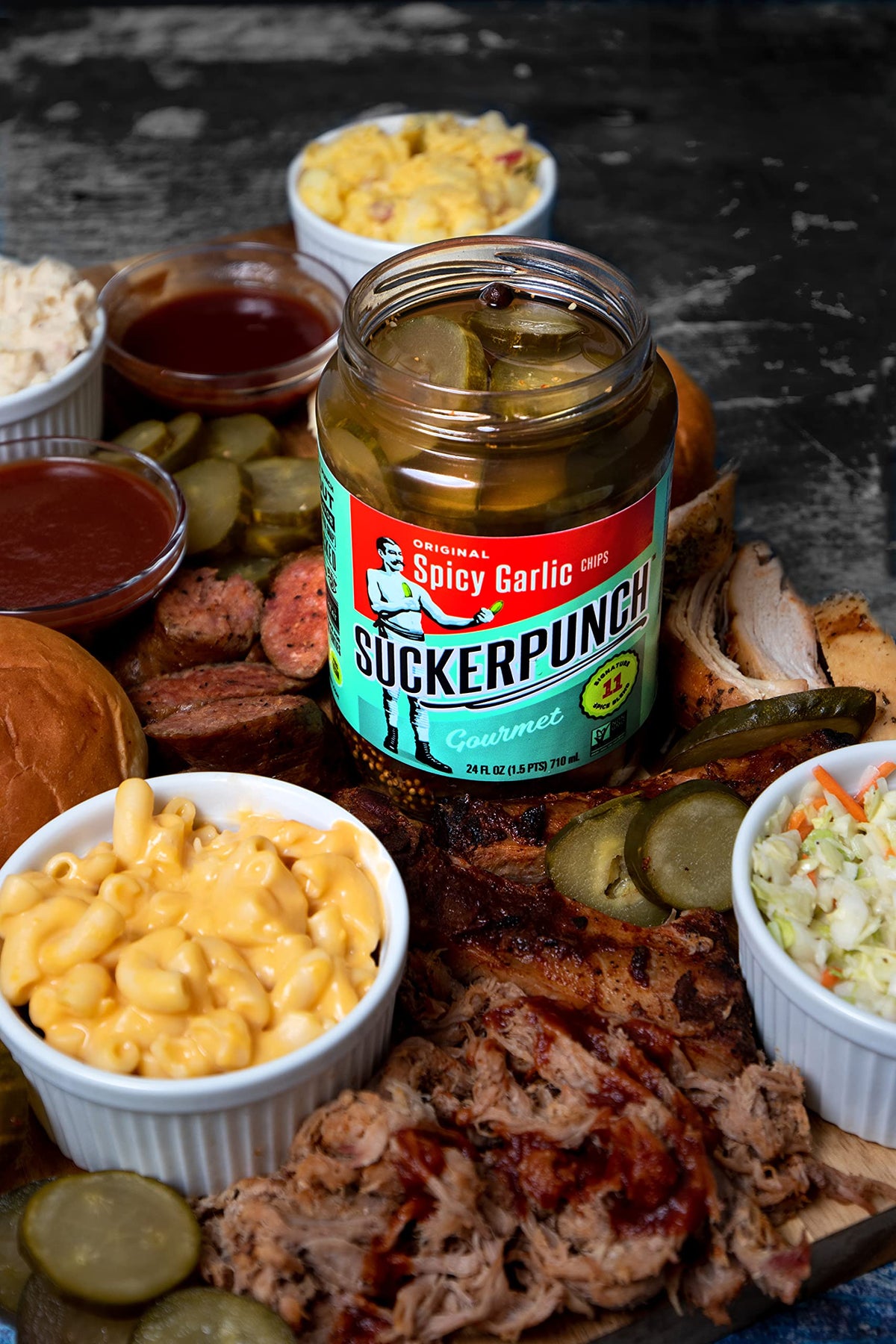 SuckerPunch Fiery Arbol Garlic Dill Pickle Spears 24 Ounce, 2-Pack