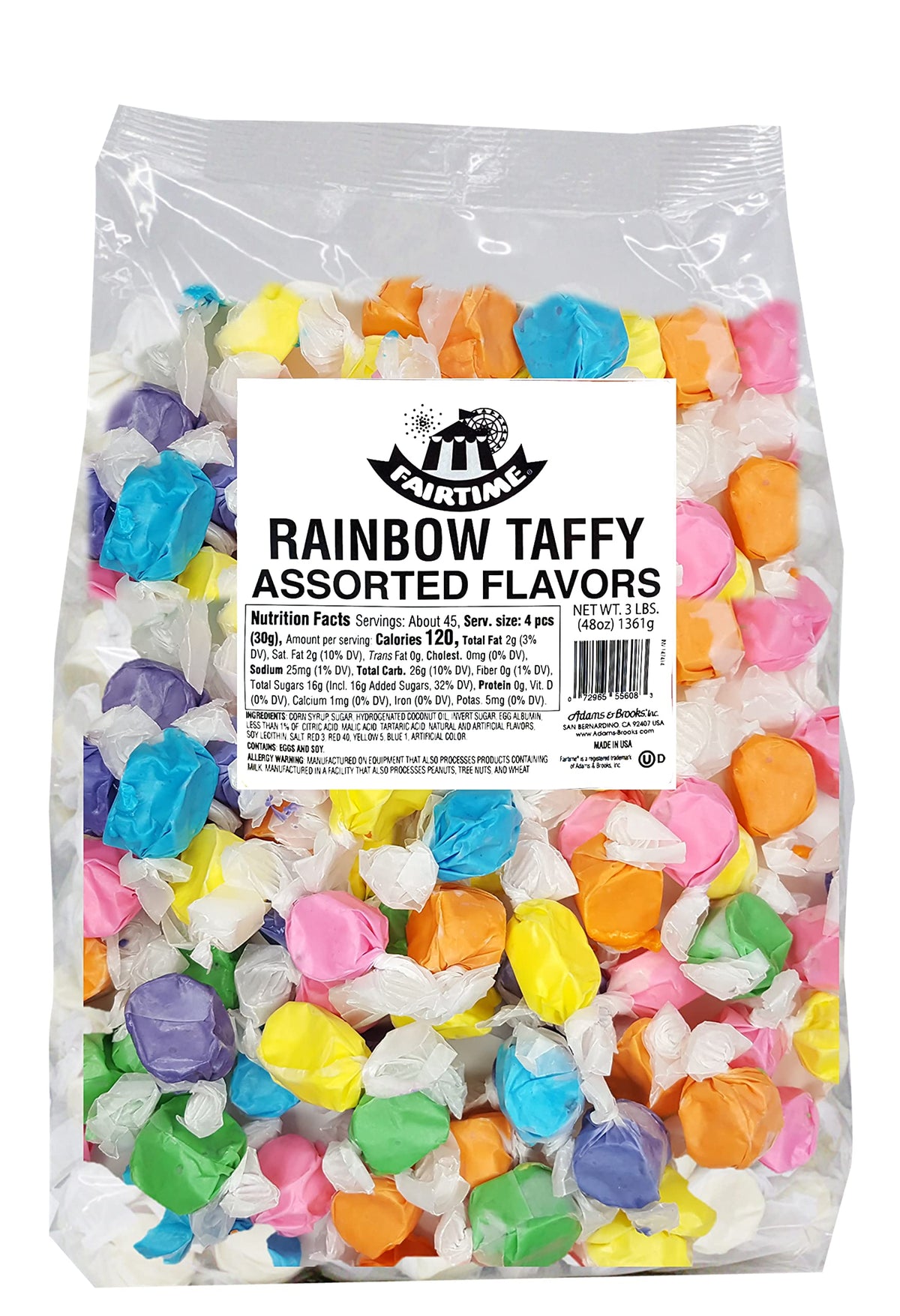 Fairtime Taffy Bulk Rainbow Candy for Candy Buffets, Rainbow Taffy, Rainbow Candy, Bulk Candy, Pinata Candy, Individually Wrappe