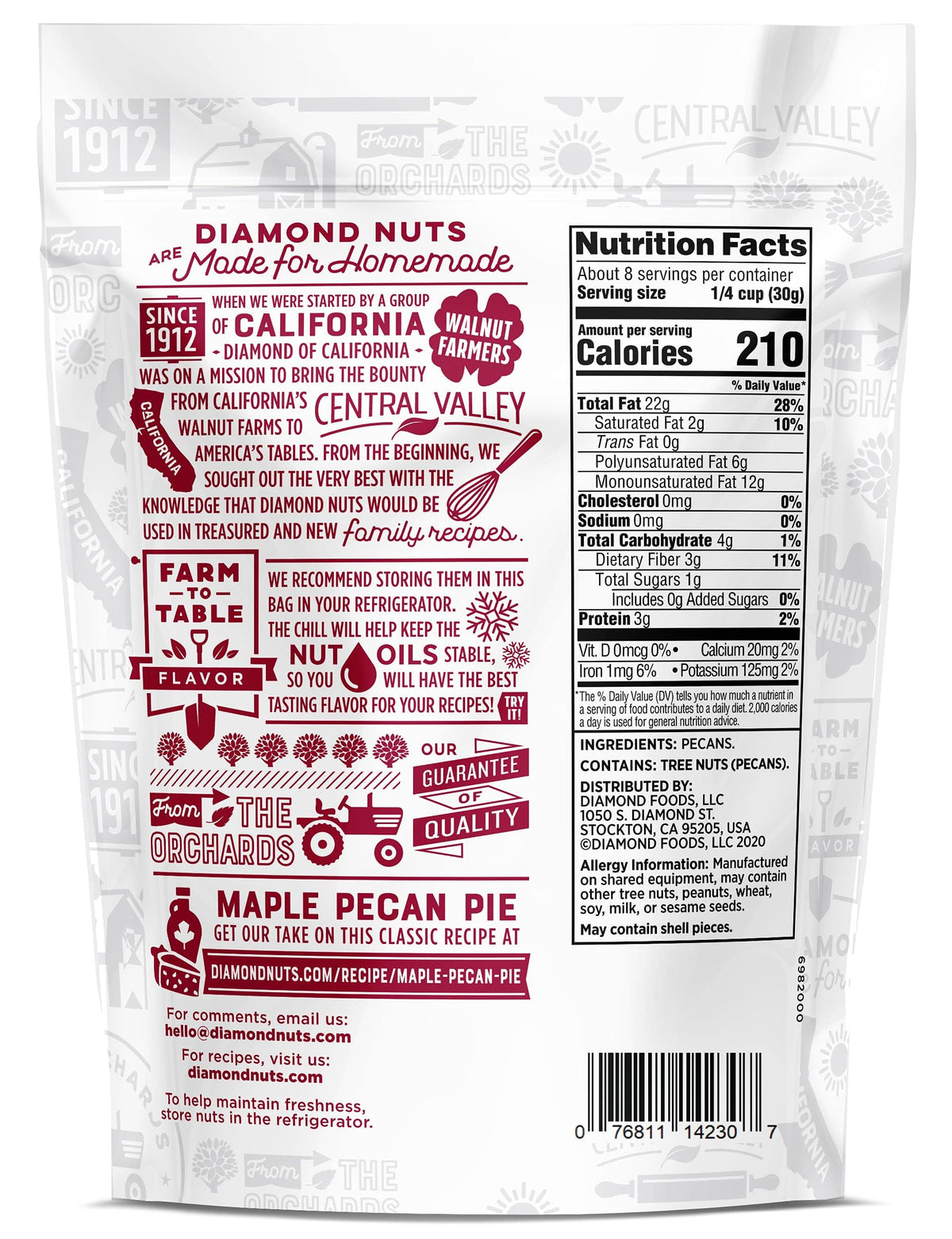 Diamond Of California Chopped Pecans 16 Oz
