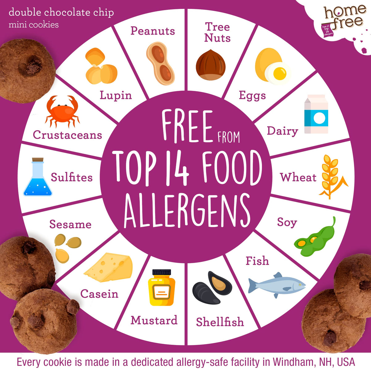 Homefree Treats You Can Trust Gluten Free Mini Cookies, Single Serve, Double Chocolate Chip, 0.95 Ounce (Pack Of 64)
