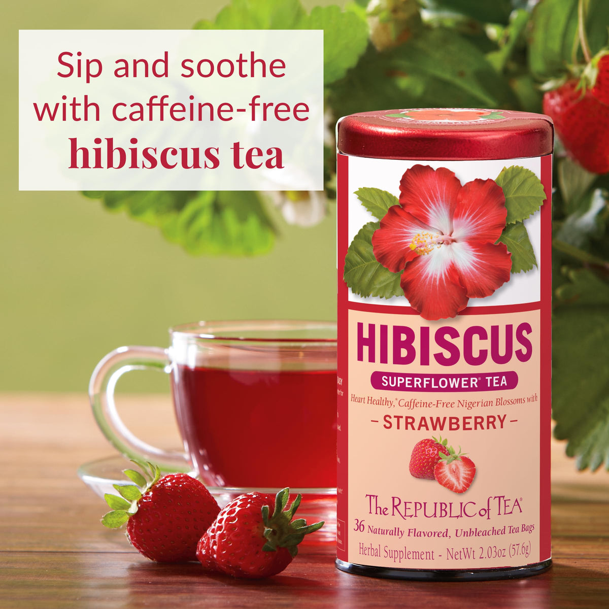 The Republic Of Tea - Strawberry Hibiscus Tea, 36 Count