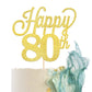 YCTHUNFISH 80th Birthday Cake Topper, Black Glitter Number 80, Bamboo Material, Gold Color, Party Decorations