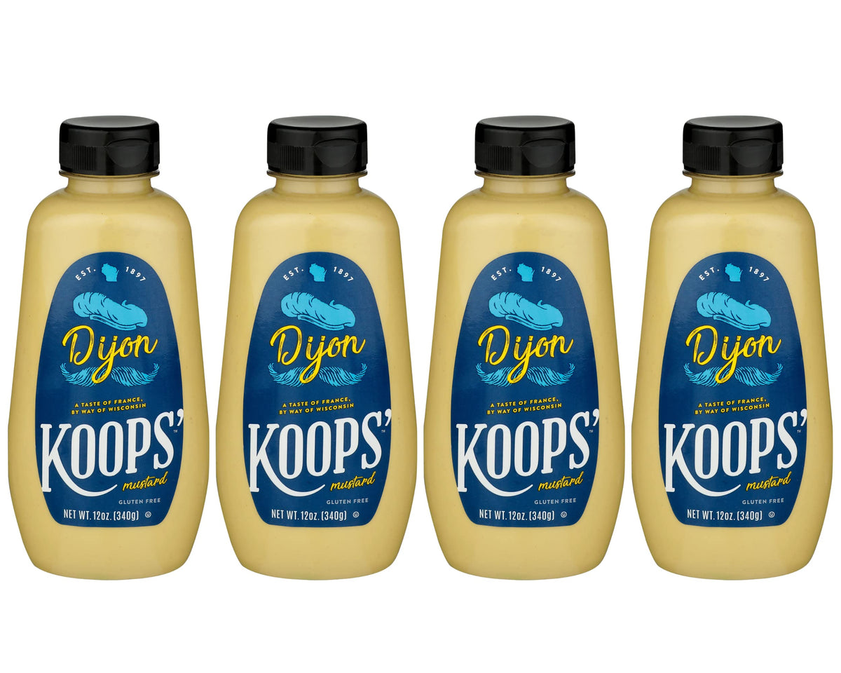 KOOPS Dijon Mustard, Gluten-Free, Non-GMO, Kosher, 12 Oz, Pack of 4
