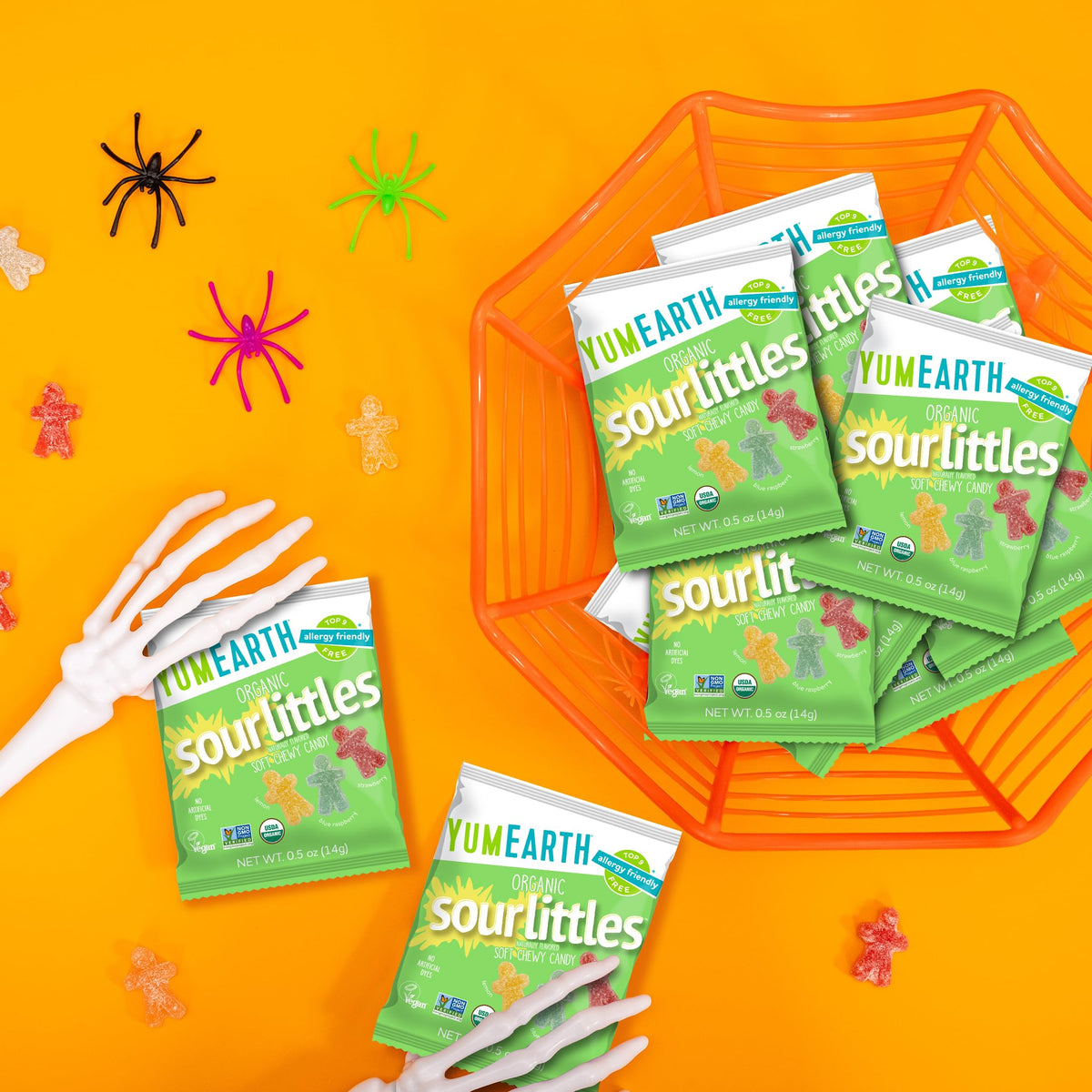 YumEarth Organic Halloween Sour Littles Chewy Candy - Allergy Friendly (Top 9 Free), No Artificial Dyes, Non GMO, Gluten Free, V
