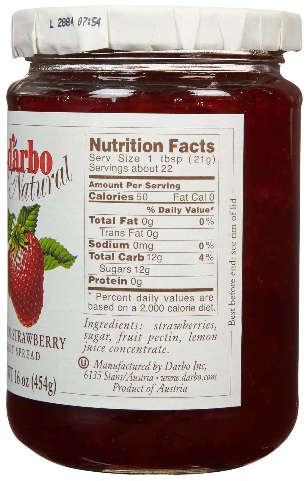D'Arbo All Natural Fruit Spread, Strawberry, 16 Oz