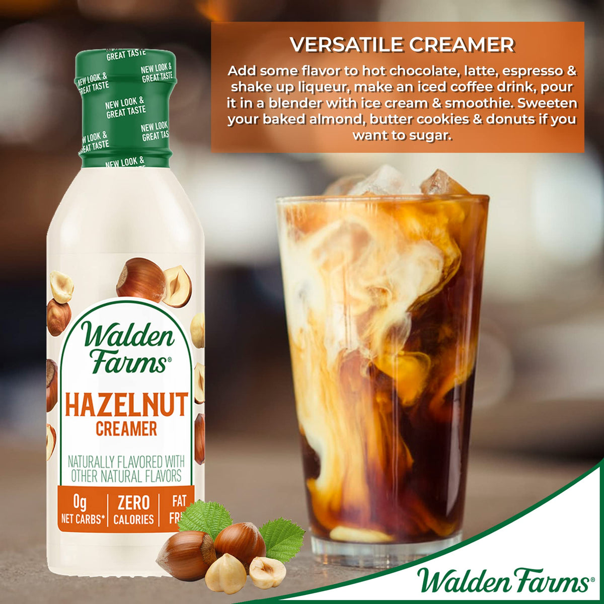 Walden Farms Hazelnut Coffee Creamer 12 Oz Bottle (Pack Of 2) Rich & Smooth | Fresh And Flavorful | Vegan, Paleo And Keto Friend