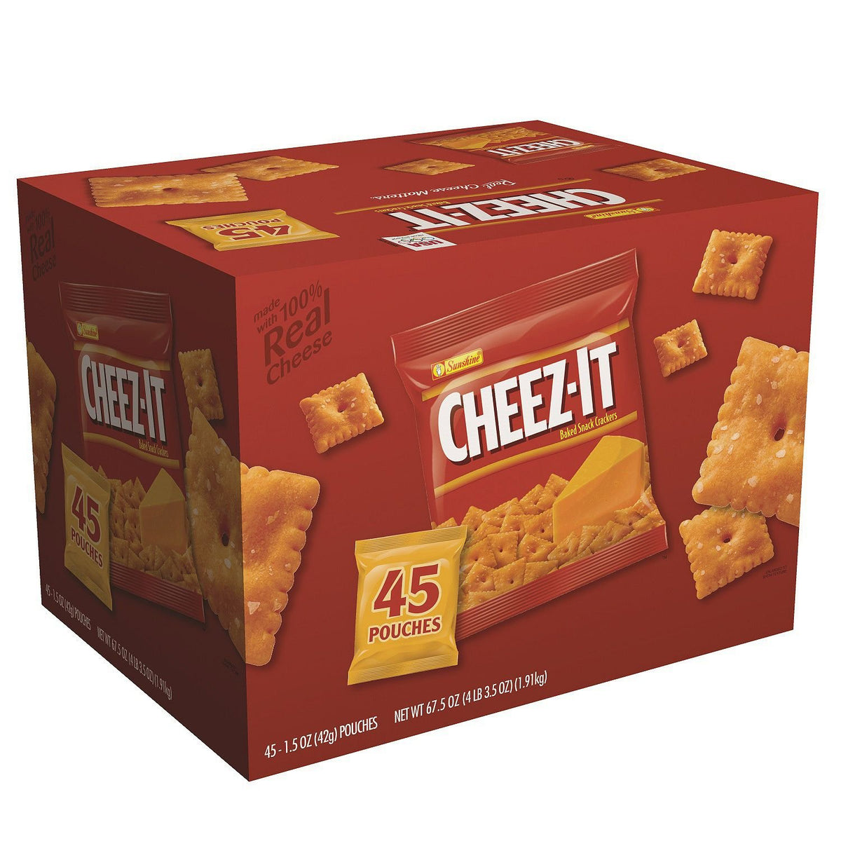 Sunshine 827553 Cheez-It Crackers, Original, 1.5 Oz Pack, 45 Packs/Carton