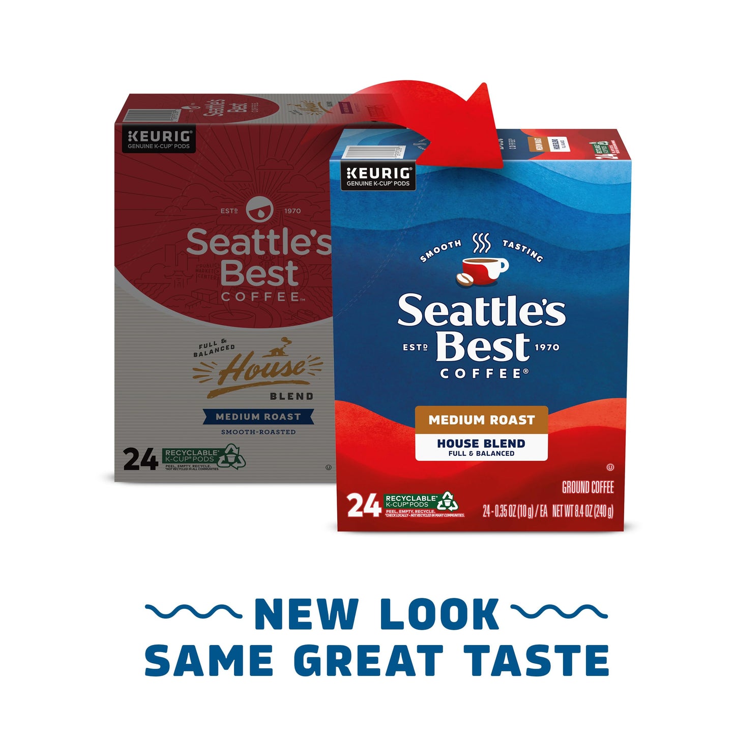 Seattles Best Coffee Medium Roast K-Cup Pods, House Blend, 100% Arabica, 24 Count (Pack of 4), 96 Pods Total