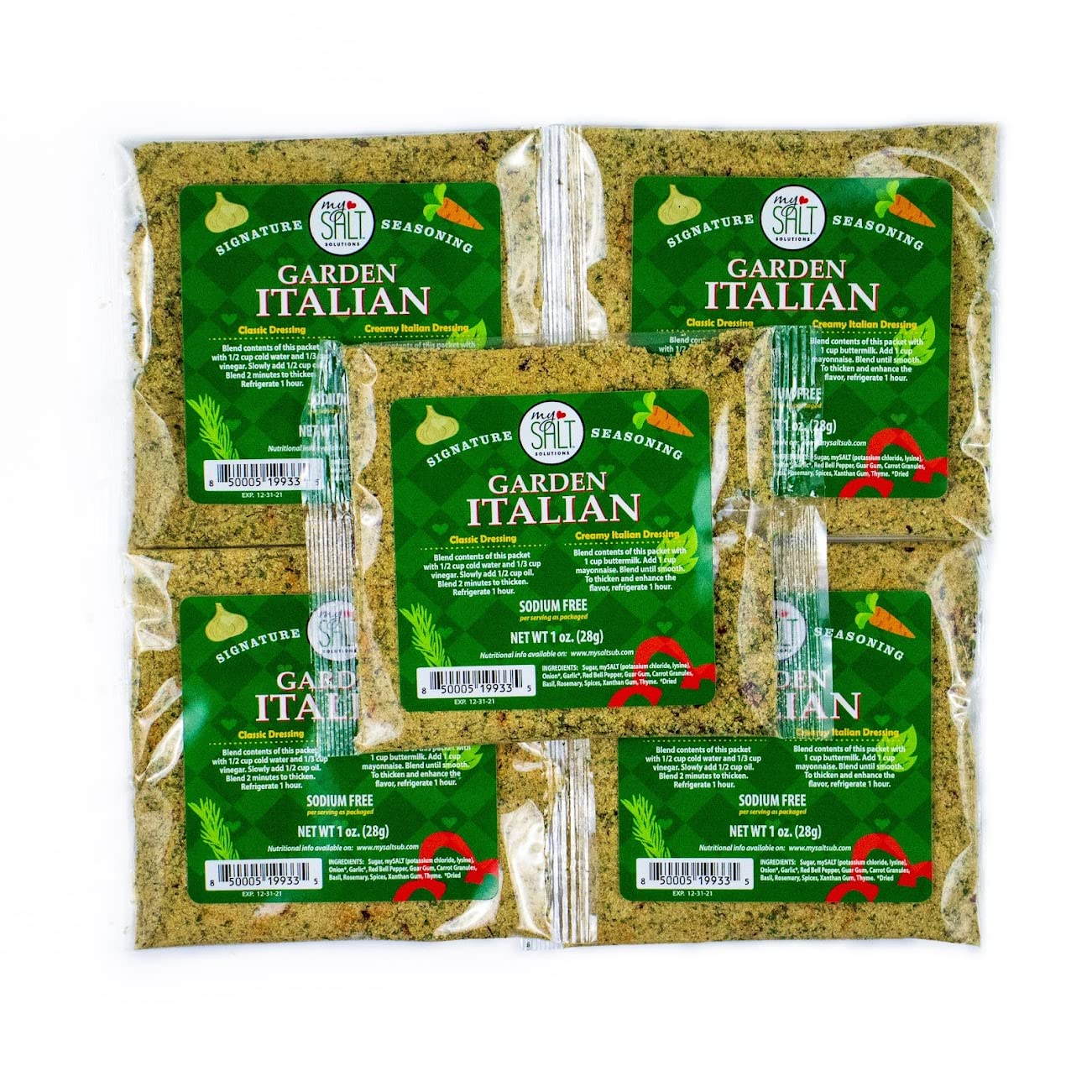 My Salt Garden Italian Restaurant Style Salad Dressing Mix, Sodium Free, 5 Pack, 1 Ounce Each