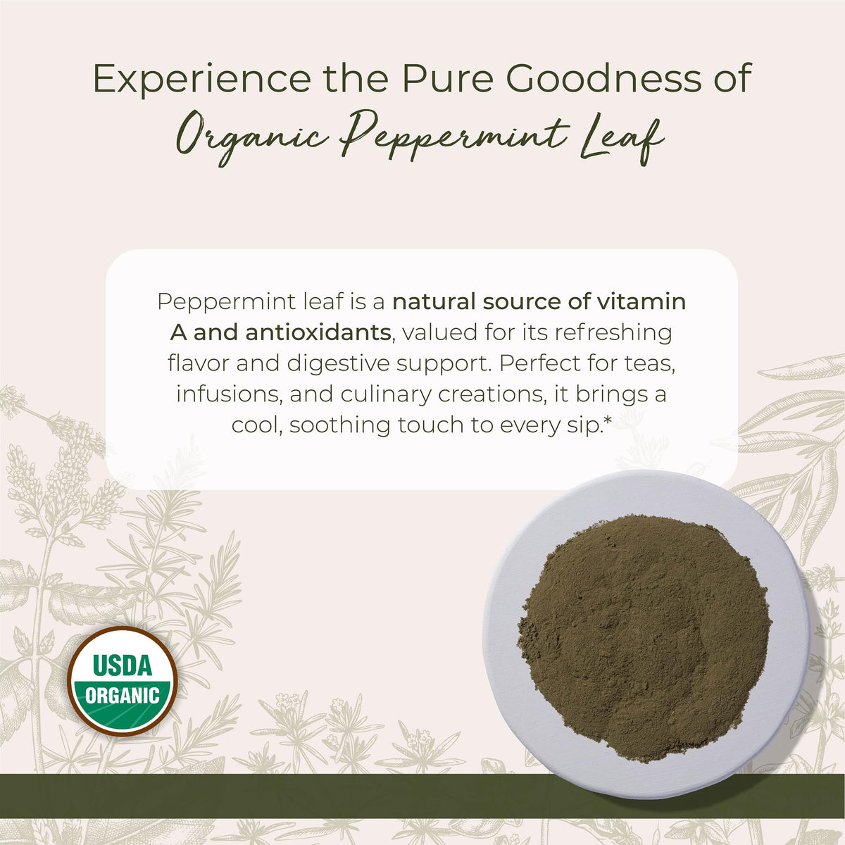 Peppermint Leaf Powder Organic - 4 Oz,(Starwest Botanicals)