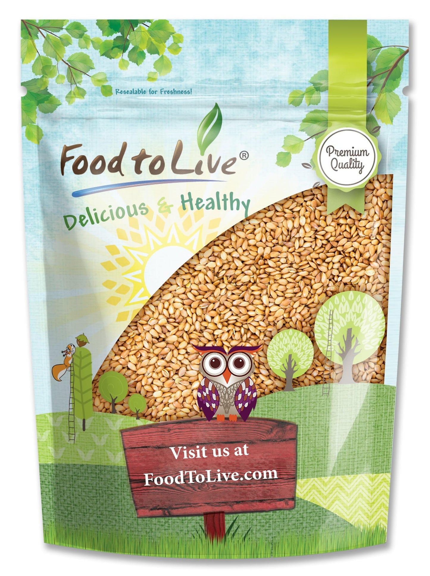 Food to Live Golden Flax Seeds – Premium Whole Flaxseeds, 12 Ounces, Raw, Vegan, Kosher, High in Omega-3, Fiber, Protein
