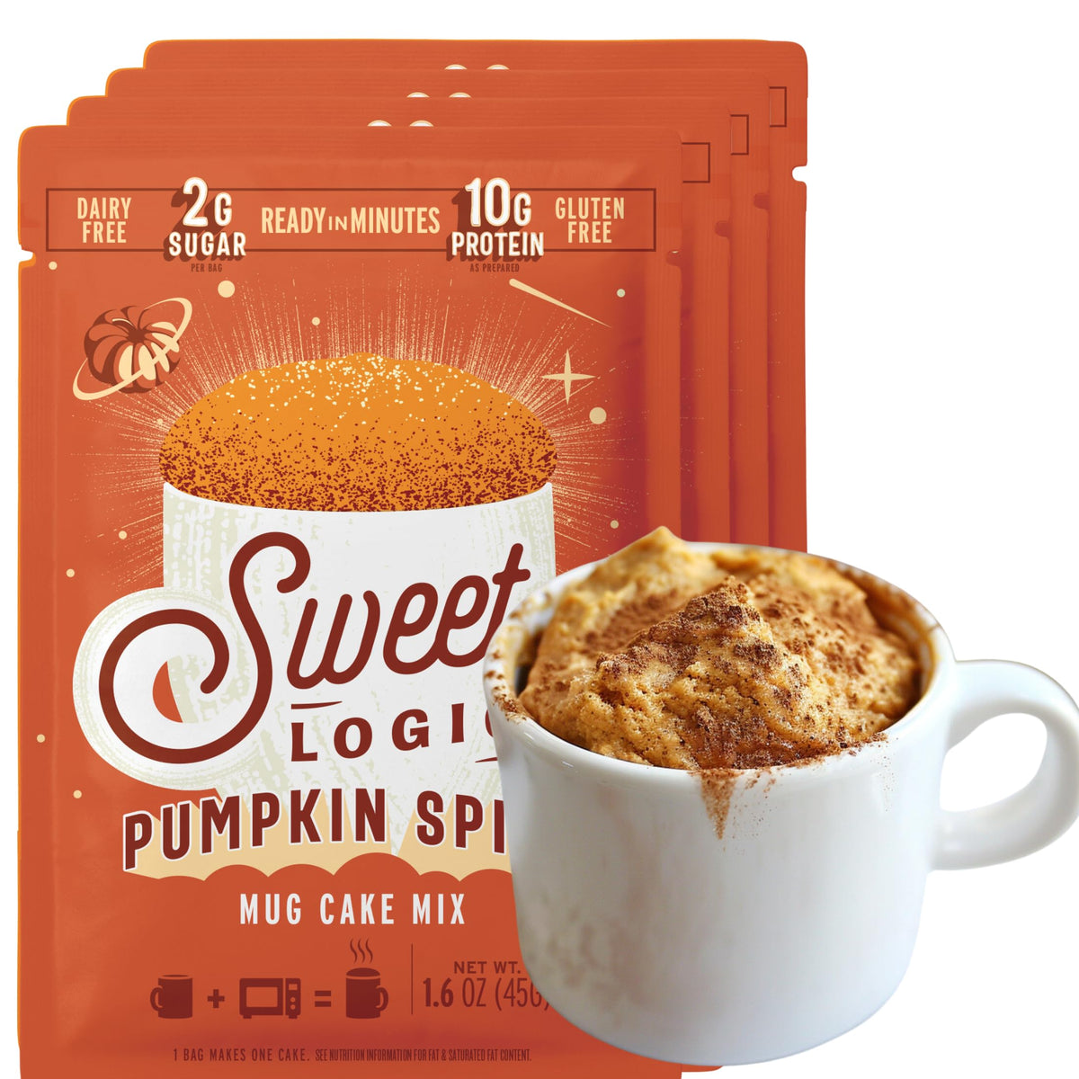 Sweet Logic Keto Dessert Mug Cake Mixes - Refined Sugar Free Gluten Free Keto Snack - 4 Keto Mug Cake Mixes - Pumpkin Spice - Diaplayic Friendly Keto Sweets And Treats