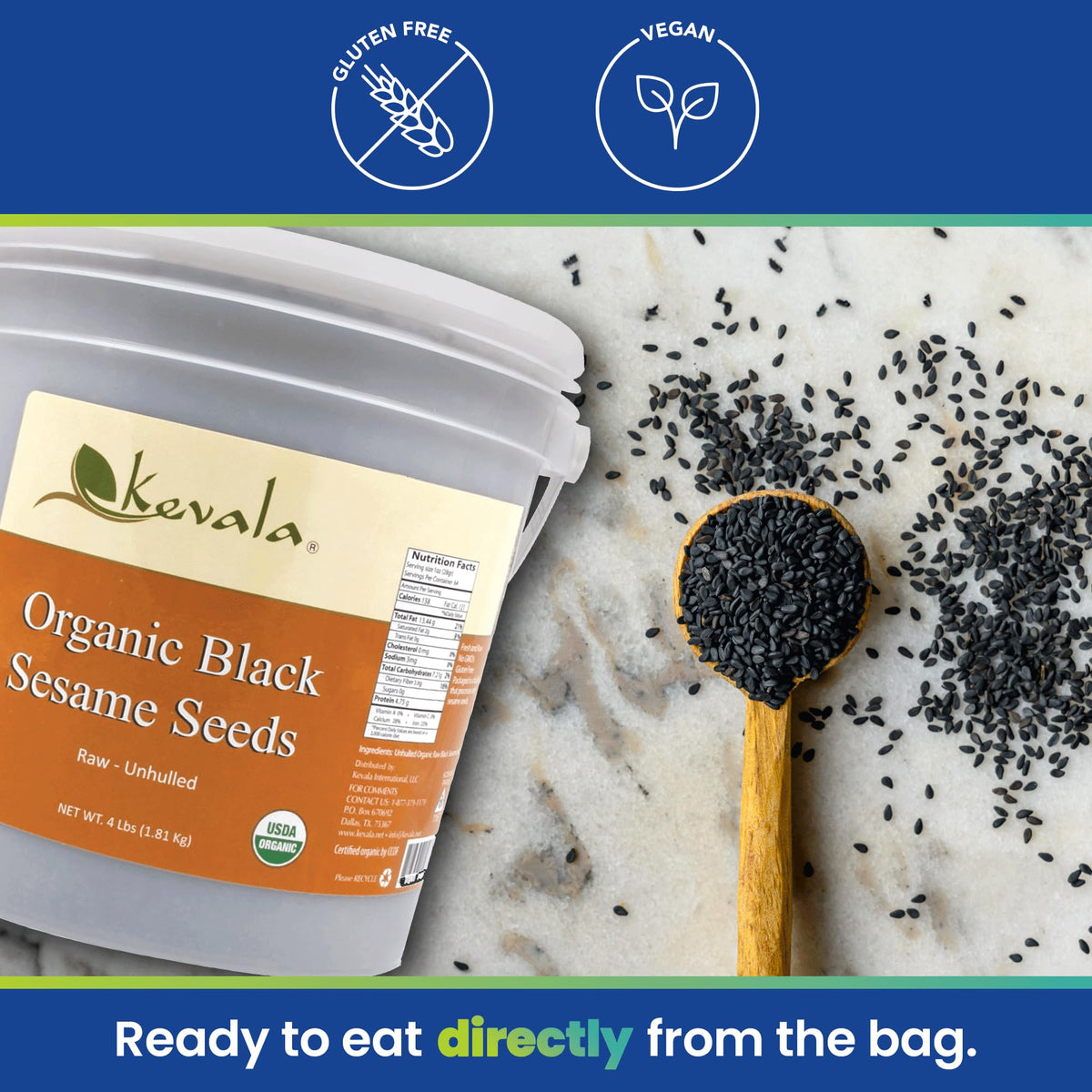 Organic Raw Black Sesame Seeds (Unhulled) - Gluten Free Topping With A Nutty Flavor, Made To Meet Professional Chef Standards, Used As A Healthy Crunchy Snack Or In Baking And Cooking, 4 Lb