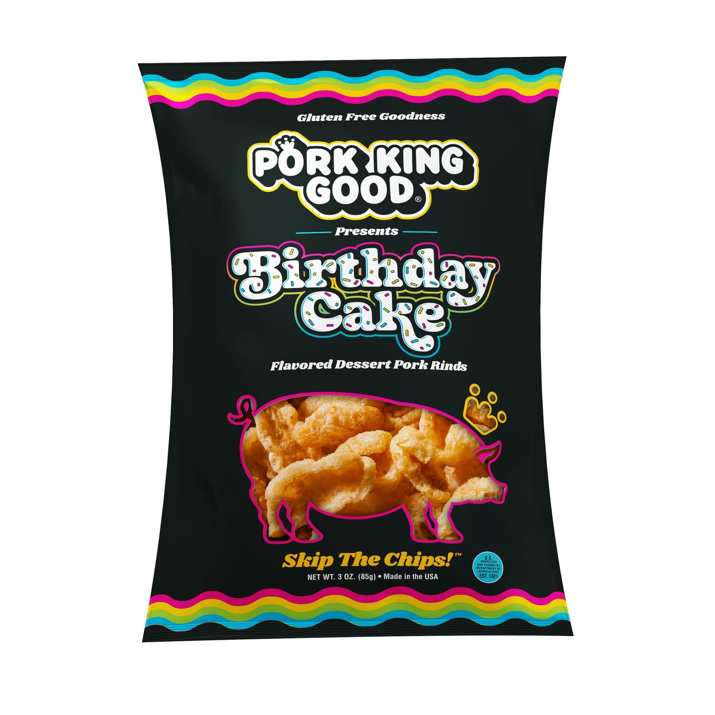 Pork King Good 4 Bag Variety Pack of Sweet & Salty Dessert Flavored Pork Rinds - 3 oz (Variety 4 Pack) Gluten Free Snacks