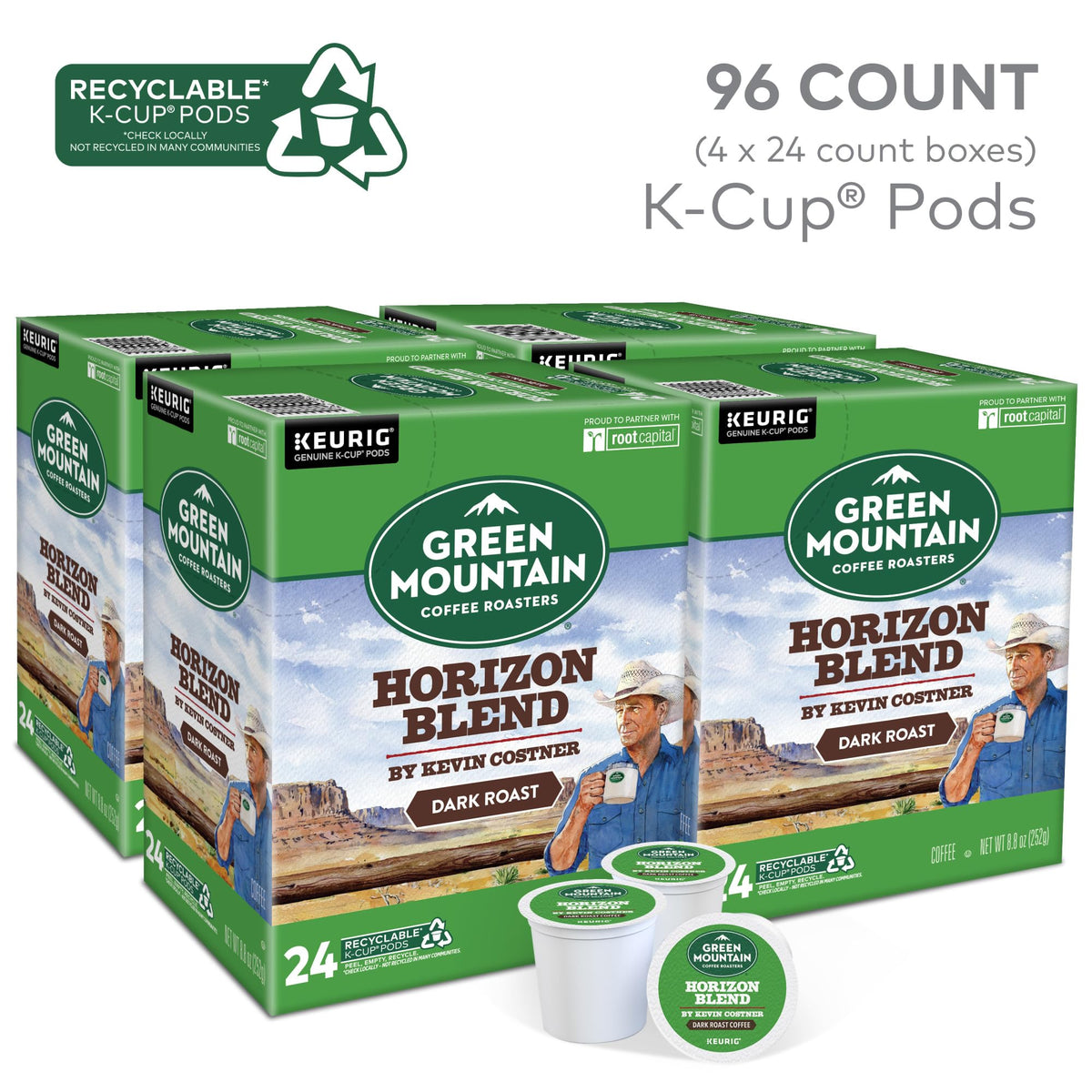 Green Mountain Coffee Roasters Horizon Blend Coffee, Single Serve Keurig K-Cup Pod, 96 Count