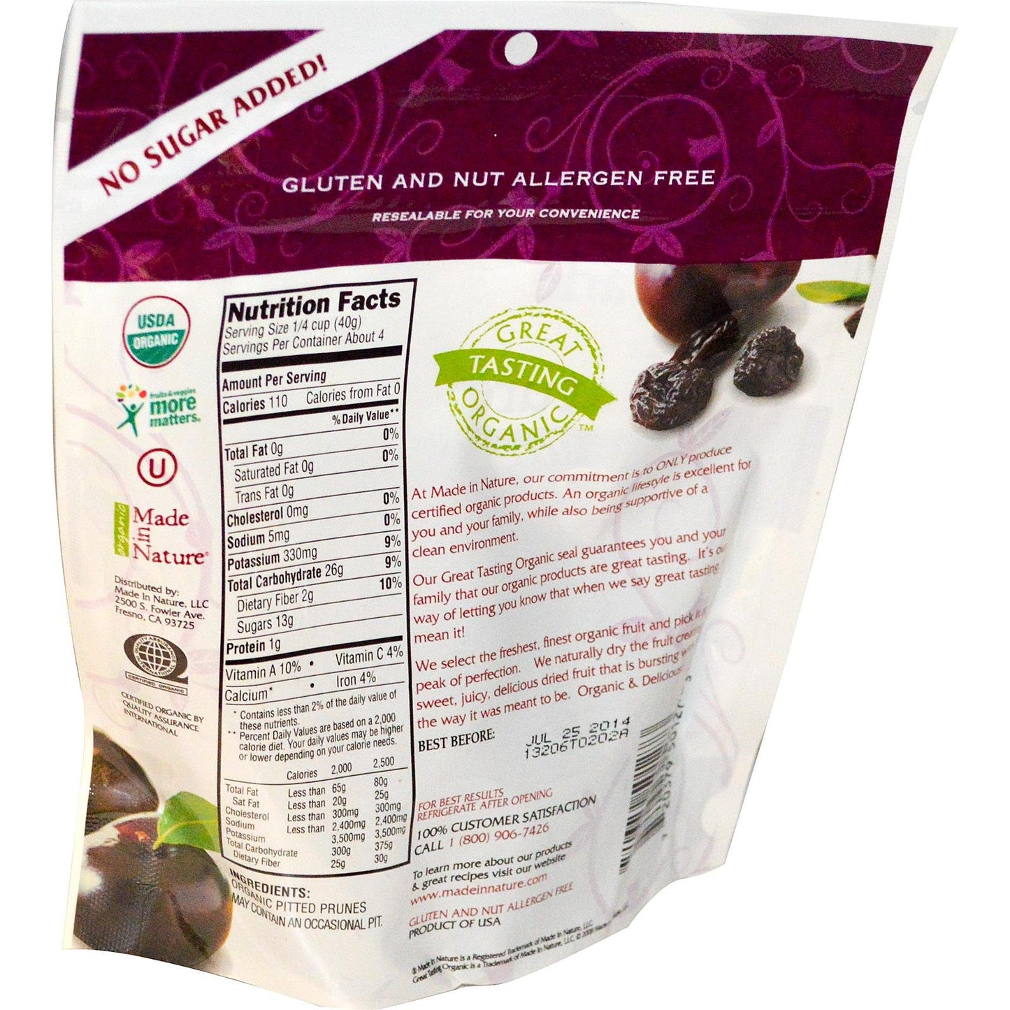 Made In Nature Tree Ripened Plums -- 6 oz