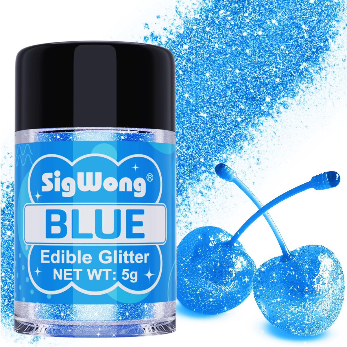 Blue Edible Glitter - 5g Food Grade Cake Decorating Shimmering Glitter, Edible Sprinkle Luster Dust for Drinks, Chocolates, Fond