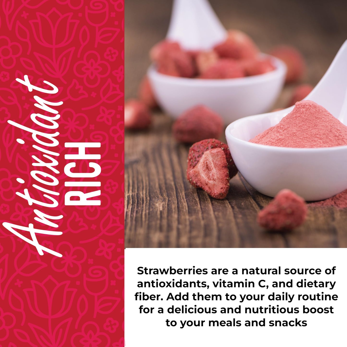 Herbaila Freeze Dried Strawberry Powder 1lb, No Sugar Added - Pure All Natural Strawberry Powder for Baking, Freeze Dried Strawb