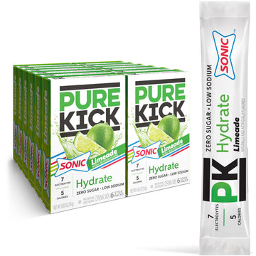 PURE KICK Hydration Singles Drink Mix, Sonic Limeade, 72 Packets (12 Boxes, 6 Packets Each)