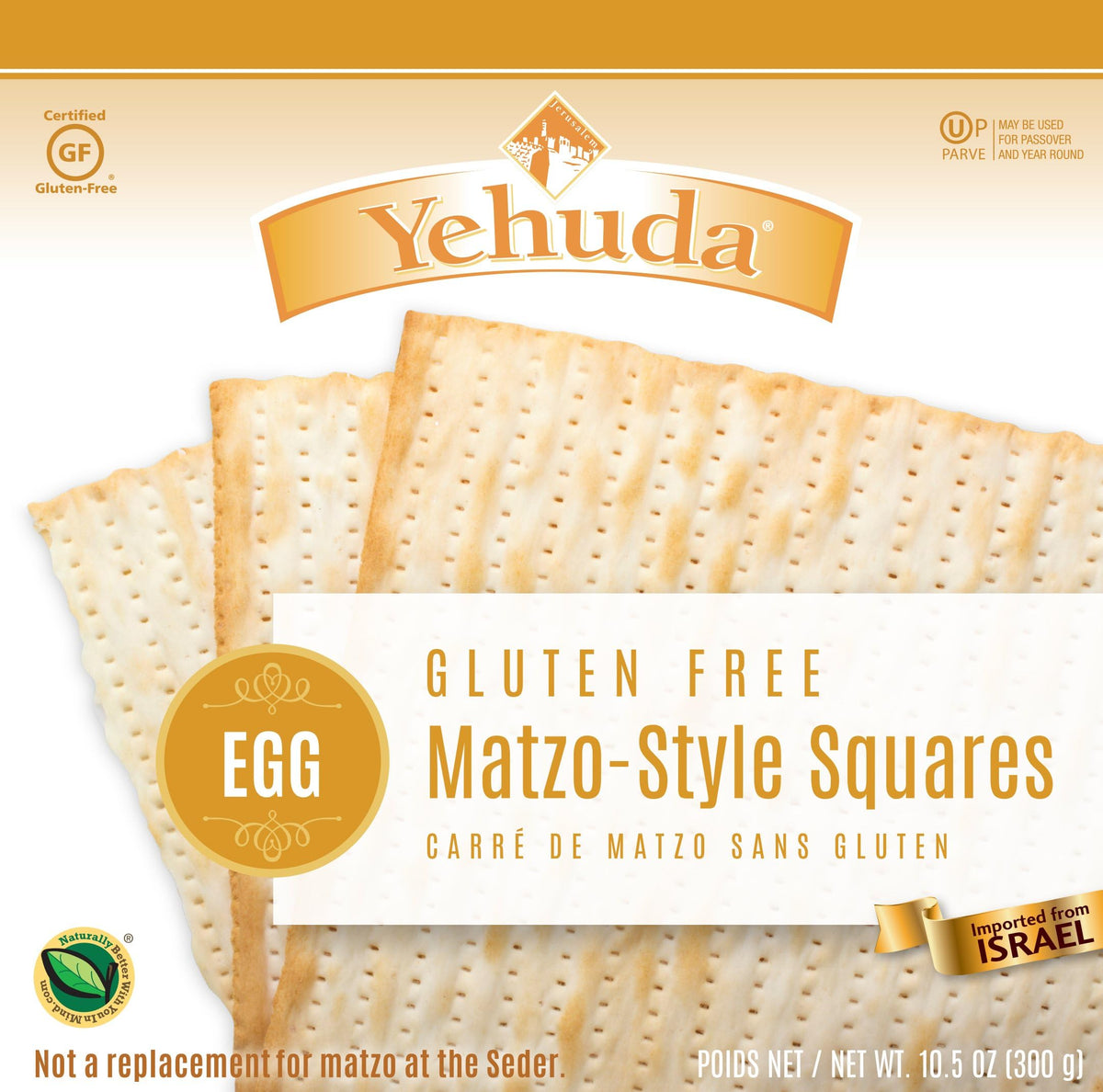 Yehuda Gluten Free Egg Matzo, 10.5oz (3 Pack) Imported from Israel