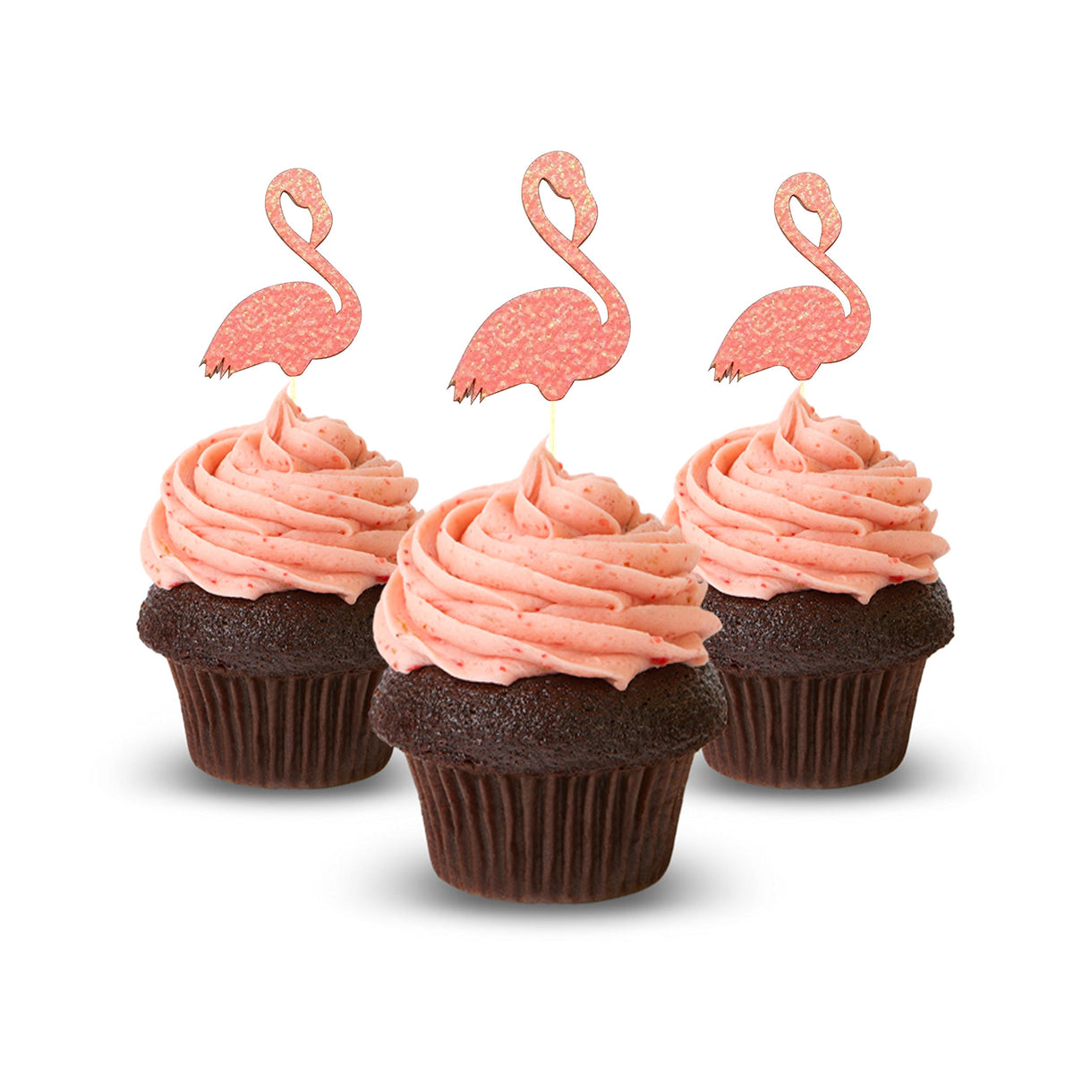 Flamingo Cupcake Topper 12 Pack Cupcake Topper Decoration Cake Glitter Cardstock Pink
