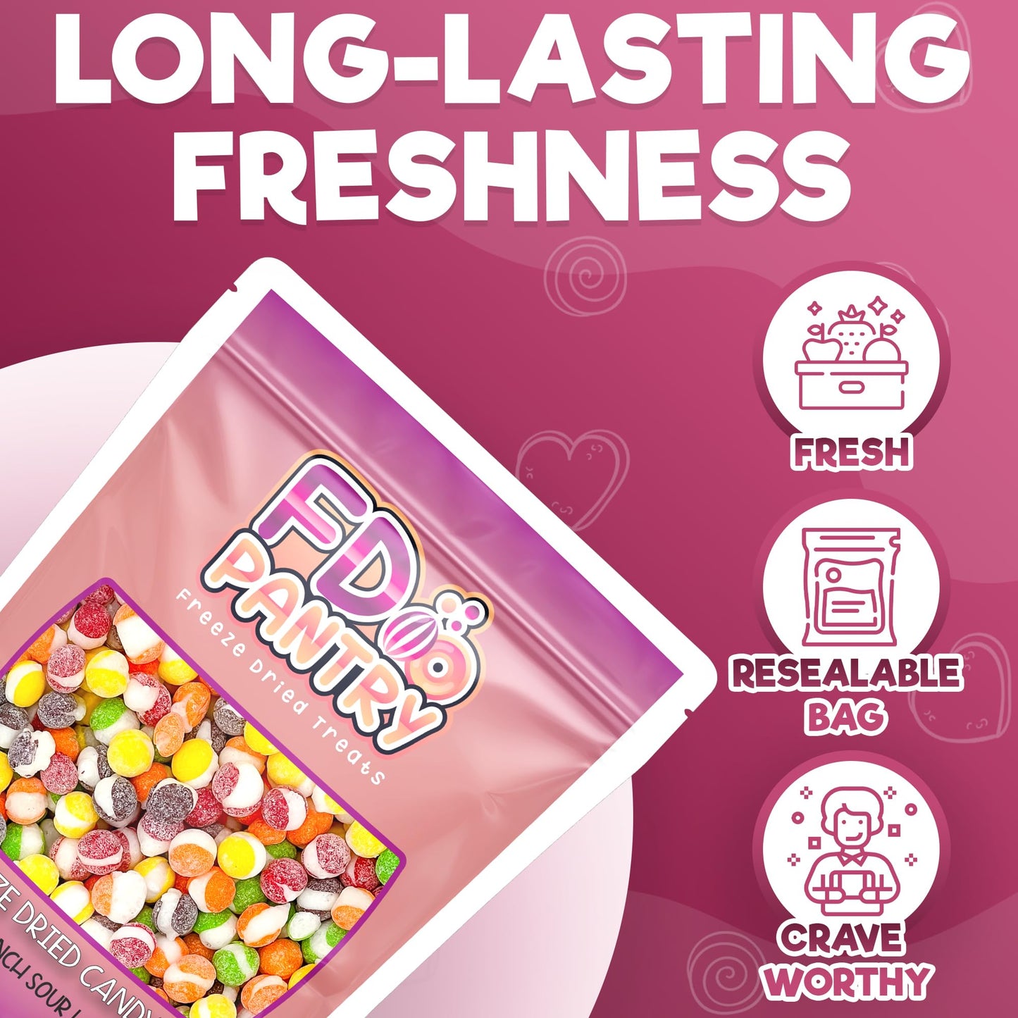 Fruit Crunch Sour - Freeze Dried Candy,1Lb, 16 Oz - Assorted Sour Flavors, Large Pouch - Ideal Gift Snack Treat 1 Pound