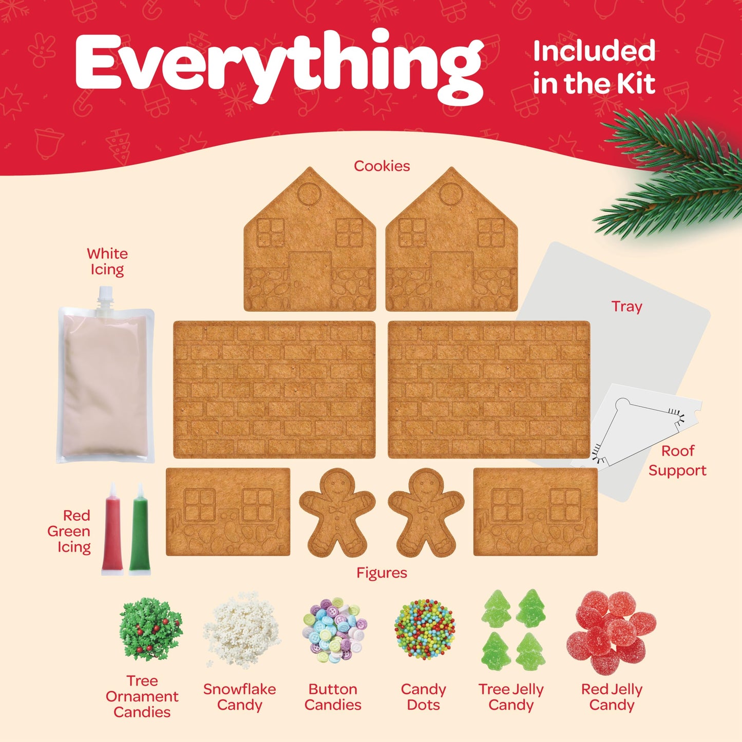 BIG Gingerbread House kit, [Set of 2] Gingerbread House, Holiday Activity for Kids - Ease Crafted Grooves Decor kit; 2 Houses, 4