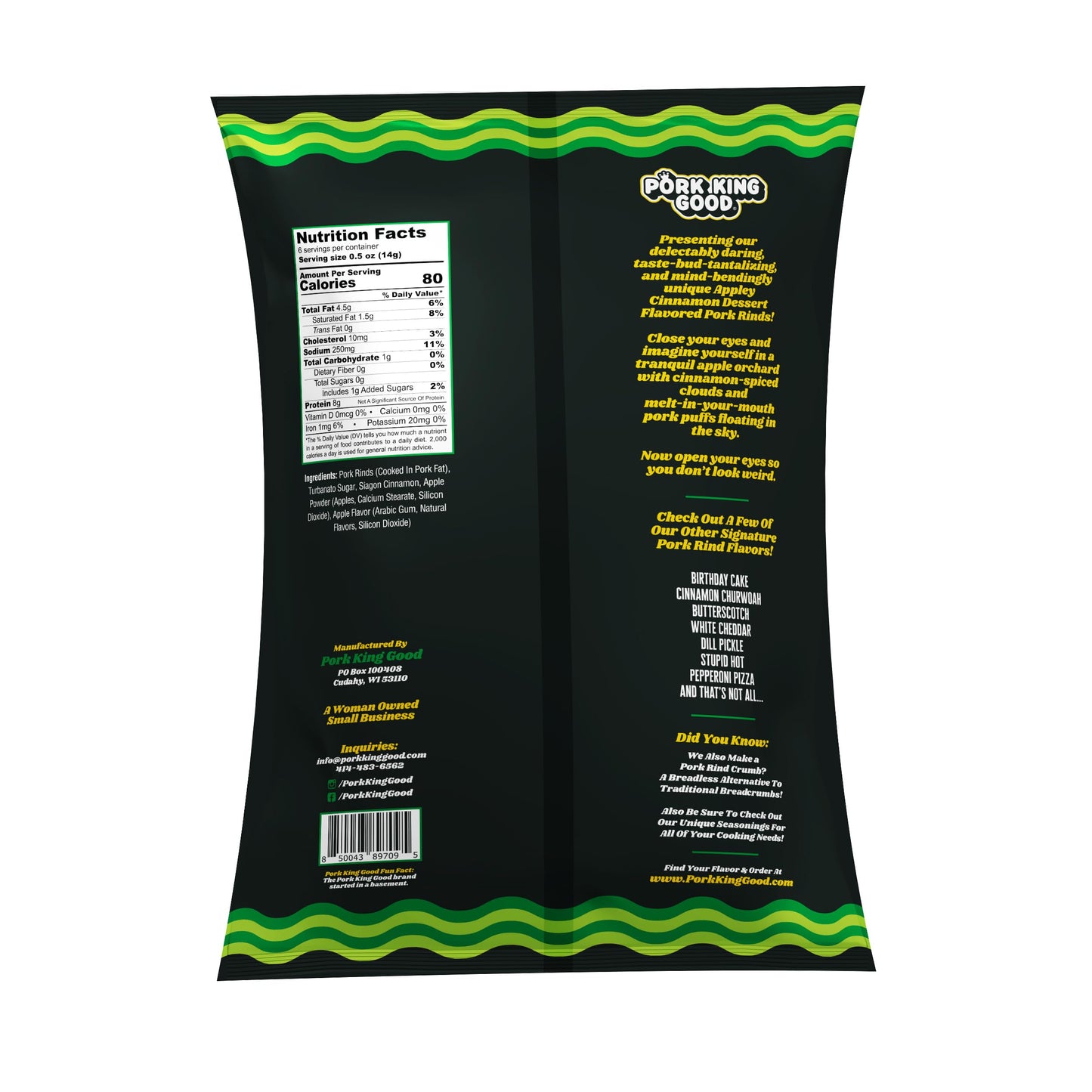 Pork King Good 4 Bag Variety Pack of Sweet & Salty Dessert Flavored Pork Rinds - 3 oz (Variety 4 Pack) Gluten Free Snacks