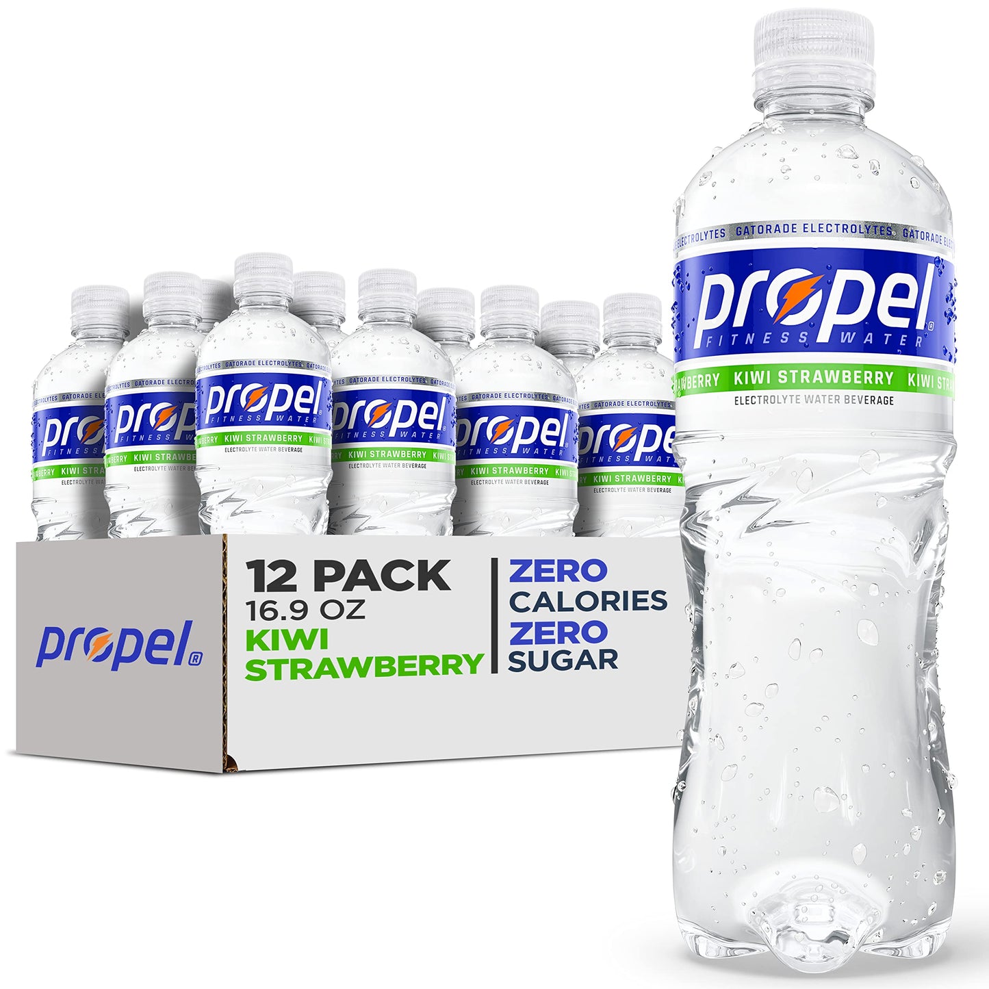 Propel, Kiwi Strawberry, Zero Calorie Sports Drinking Water with Electrolytes and Vitamins C&E, 16.9 Fl Oz (Pack of 12)  Packag