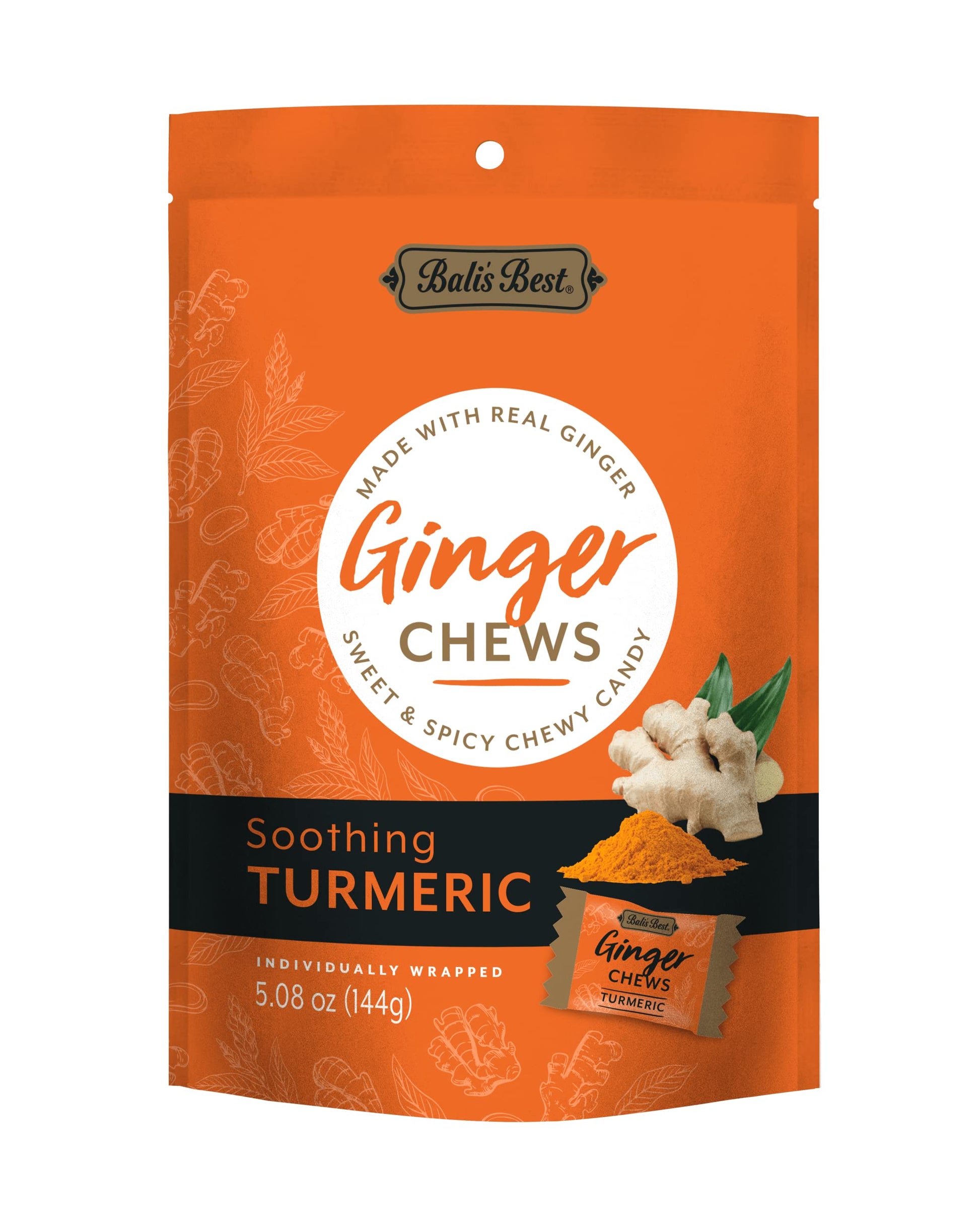 Balis Best Ginger Chews - Turmeric Flavor - 5.08oz Bag - Pack of 1